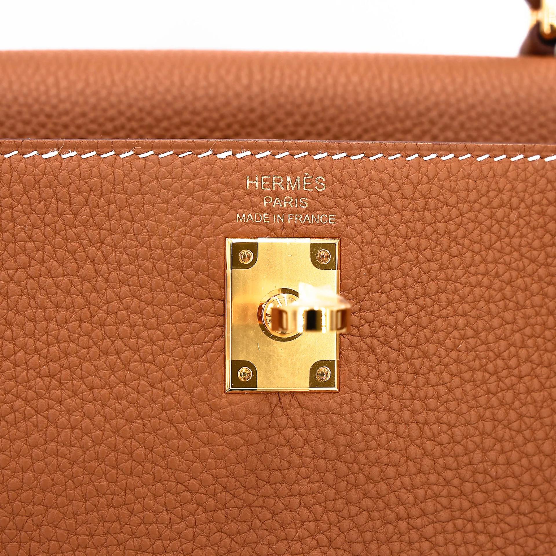 Excellent ( Rank SA ) HERMÈS Kelly 25 Gold (37) Togo Gold hardware Z (2021) - 14