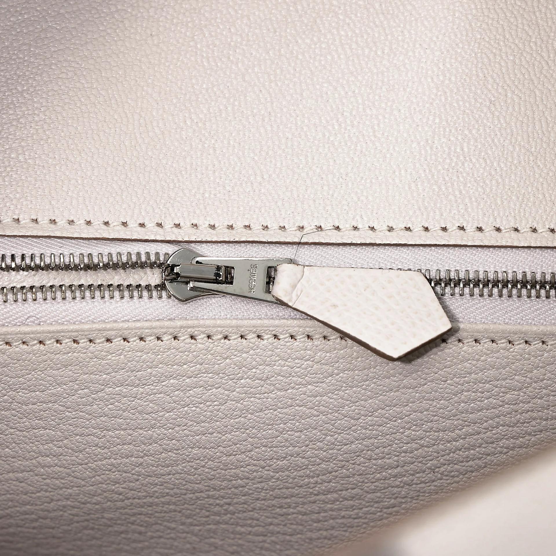 Unused ( Rank NS ) HERMÈS Birkin 25 Gris Pale (M4) Vert Fizz (0S) Graphite (88) Epsom Palladium hardware B (2023) - 12