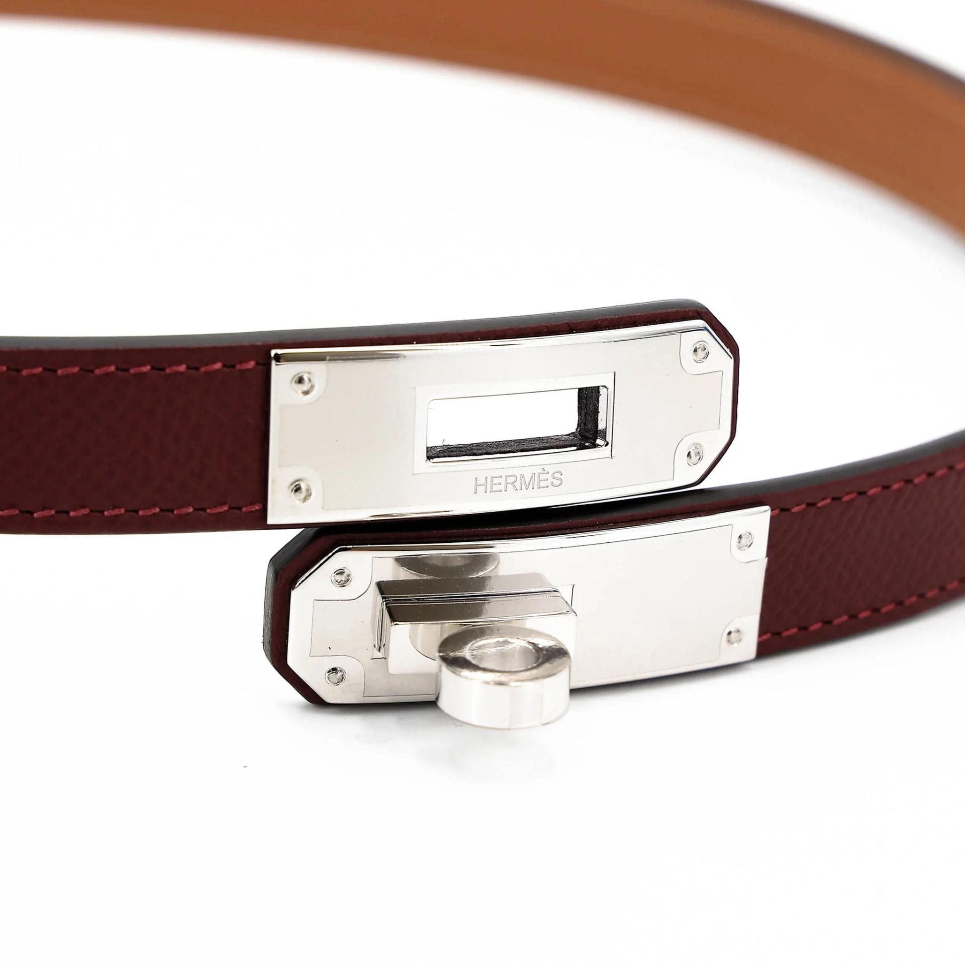 Brand New ( Rank N ) HERMÈS Kelly Pocket 18 Belt Rouge H (55) Epsom Palladium hardware G (2026) - 19