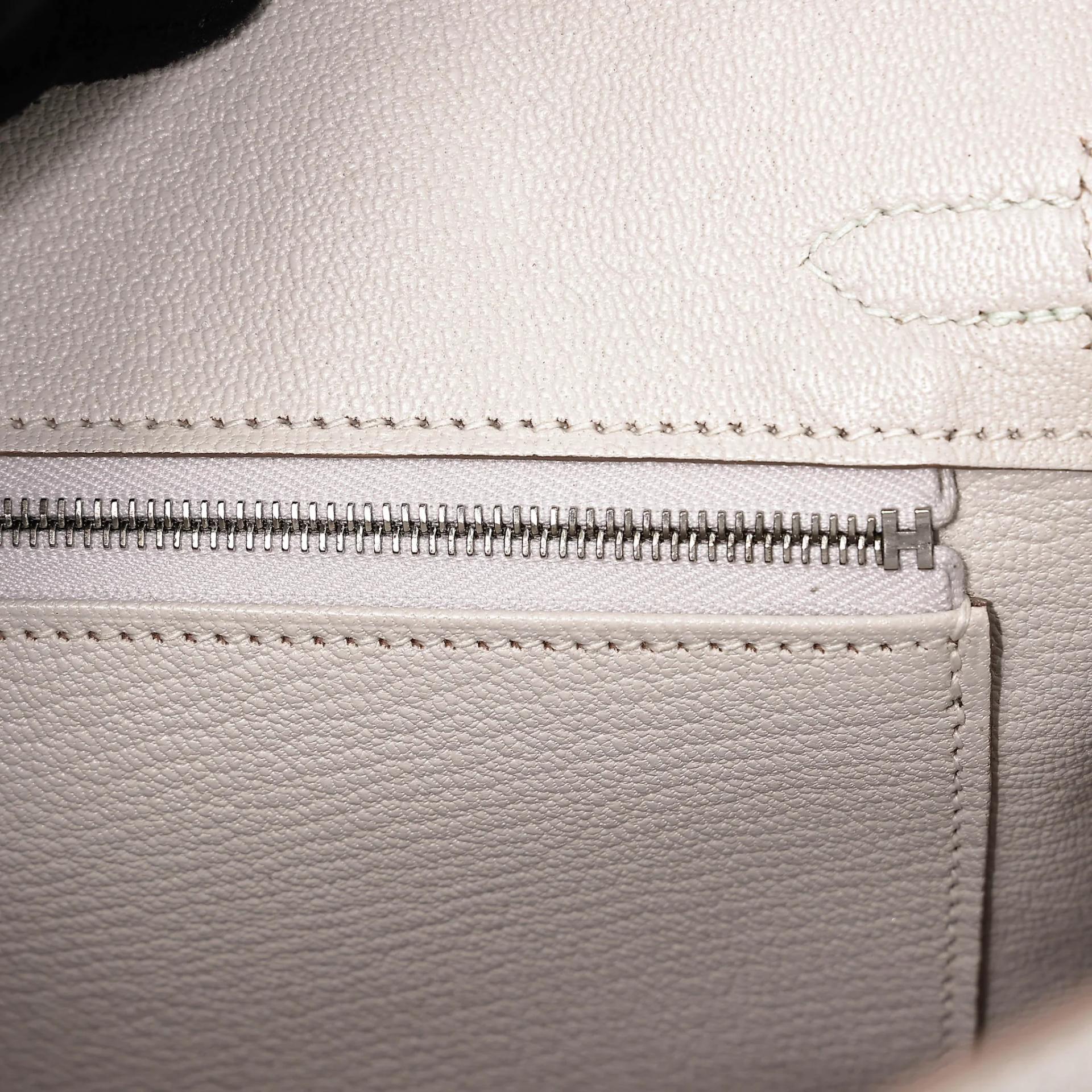 Unused ( Rank NS ) HERMÈS Birkin 25 Gris Pale (M4) Vert Fizz (0S) Graphite (88) Epsom Palladium hardware B (2023) - 13