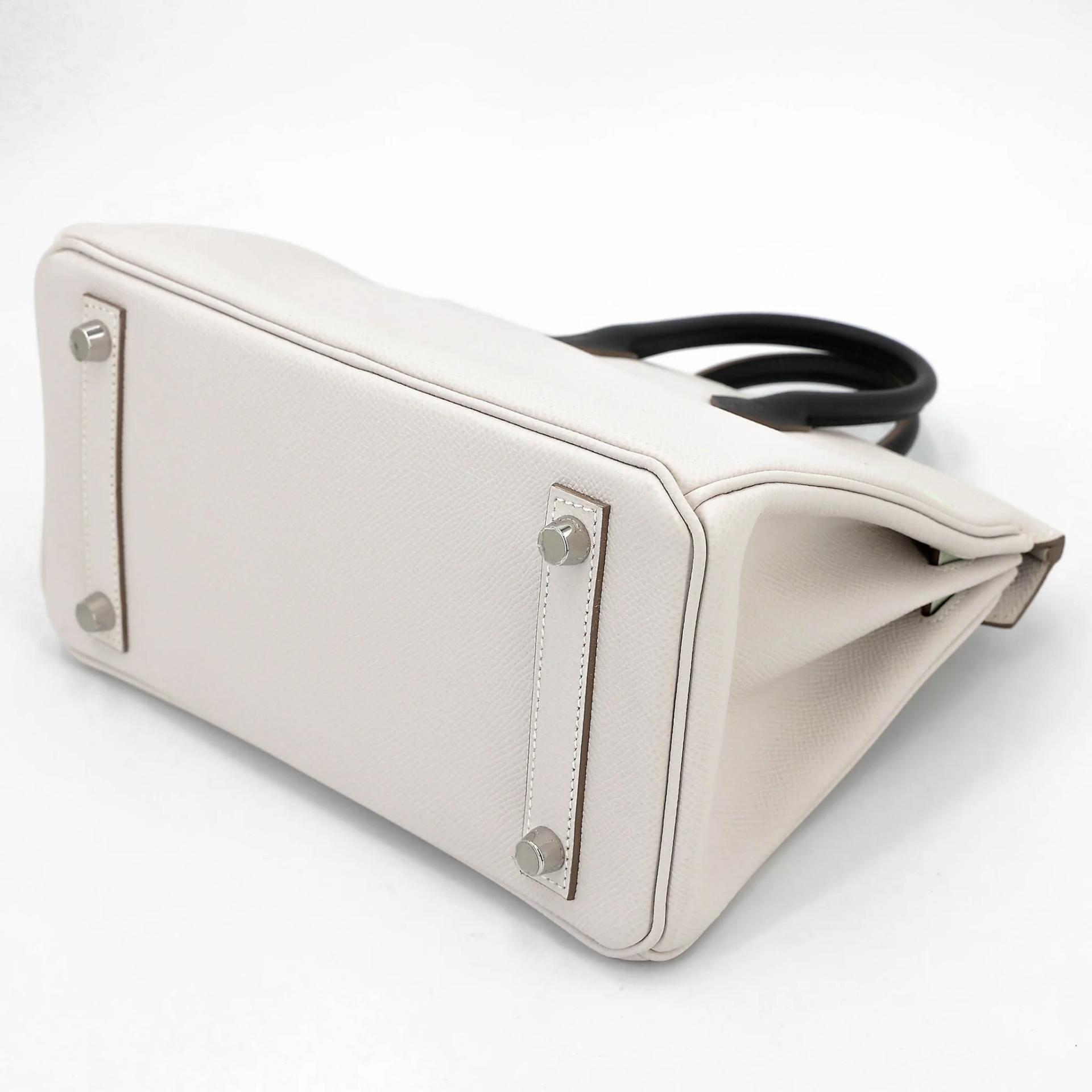 Unused ( Rank NS ) HERMÈS Birkin 25 Gris Pale (M4) Vert Fizz (0S) Graphite (88) Epsom Palladium hardware B (2023) - 6