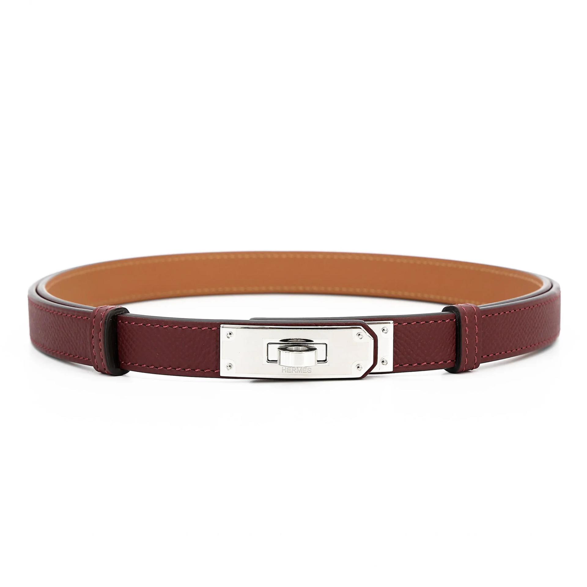 Brand New ( Rank N ) HERMÈS Kelly Pocket 18 Belt Rouge H (55) Epsom Palladium hardware G (2026) - 15