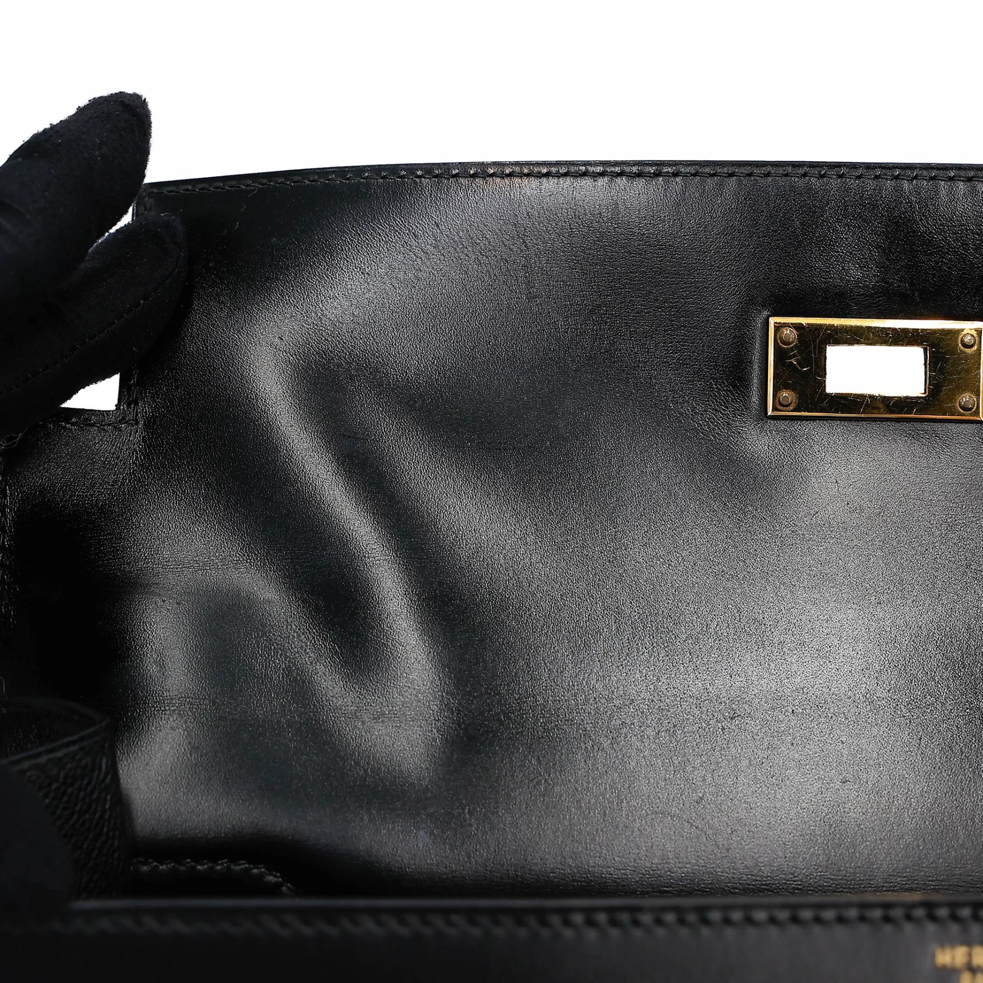 Very Good ( Rank A) HERMÈS Kelly 32 Sellier Noir (89) Box-calf Gold hardware Circle X (1994) - 28