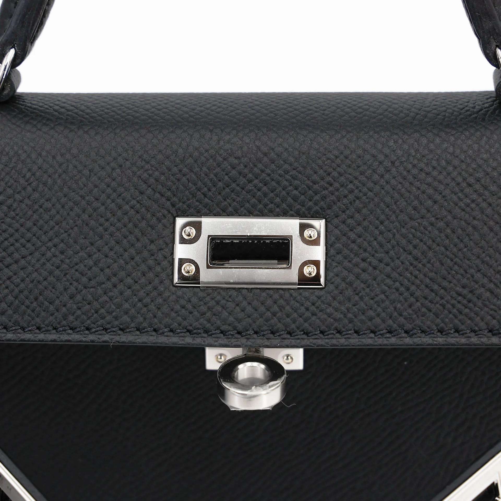 Brand New ( Rank N ) HERMÈS Mini Kelly II Noir (89) Epsom Palladium hardware G (2026) - 10
