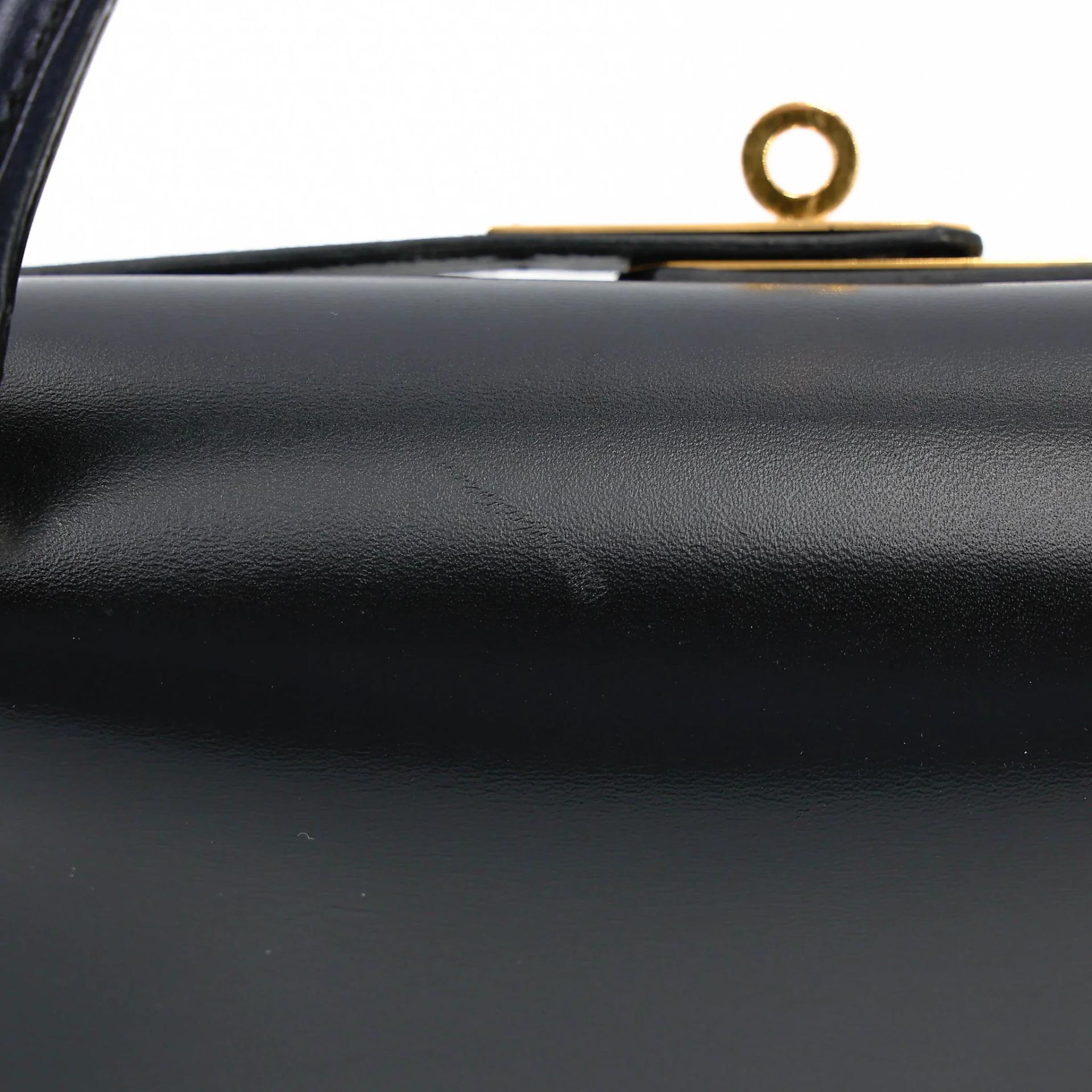 Very Good ( Rank A) HERMÈS Kelly 32 Sellier Noir (89) Box-calf Gold hardware Circle X (1994) - 19