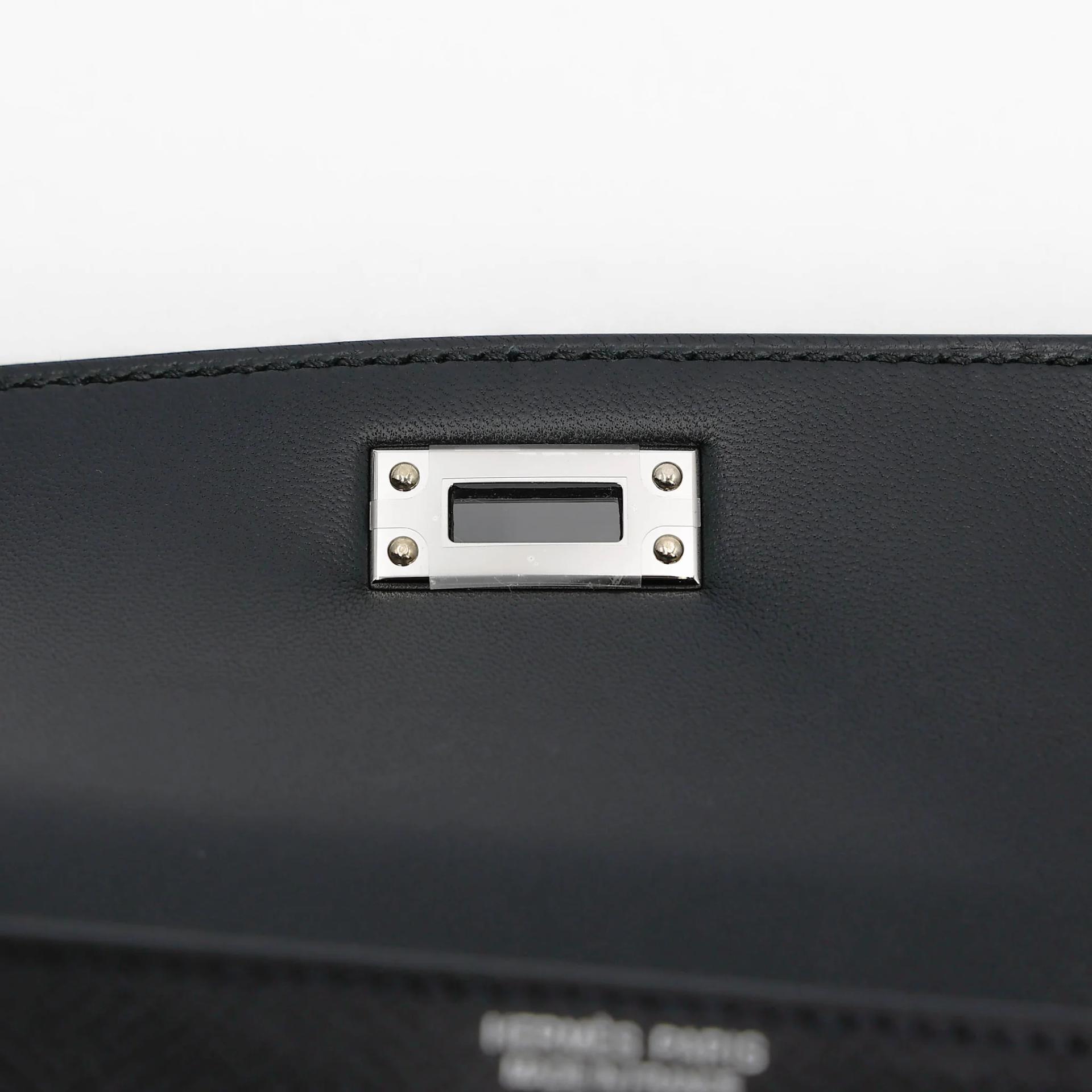 Brand New ( Rank N ) HERMÈS Mini Kelly II Noir (89) Epsom Palladium hardware G (2026) - 11
