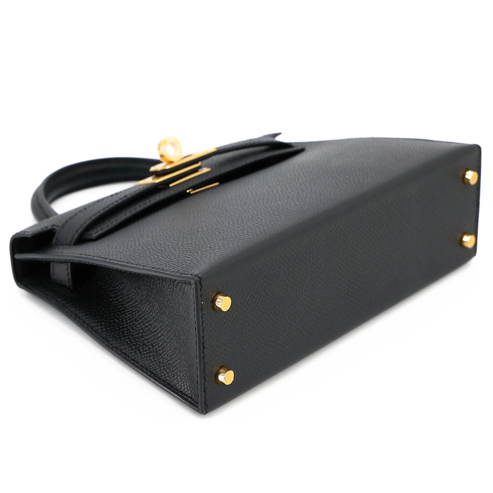 Brand New ( Rank N ) HERMÈS Mini Kelly II Noir (89) Epsom Gold hardware K (2025) - 5