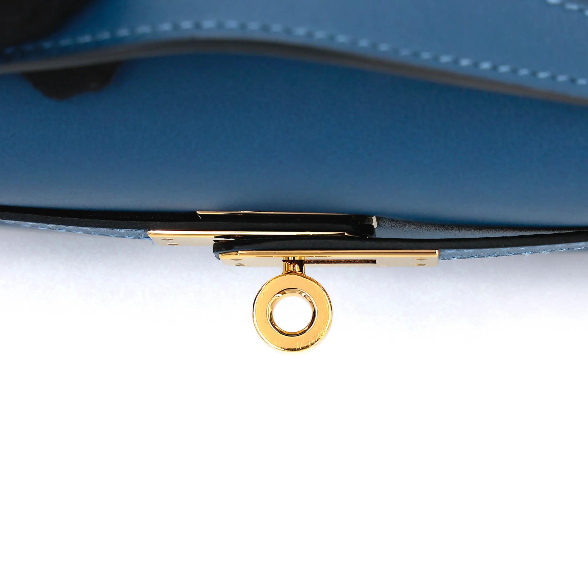 Excellent ( Rank SA ) HERMÈS Kelly Pochette Deep Blue (S4) Swift Gold hardware Y (2020) - 11