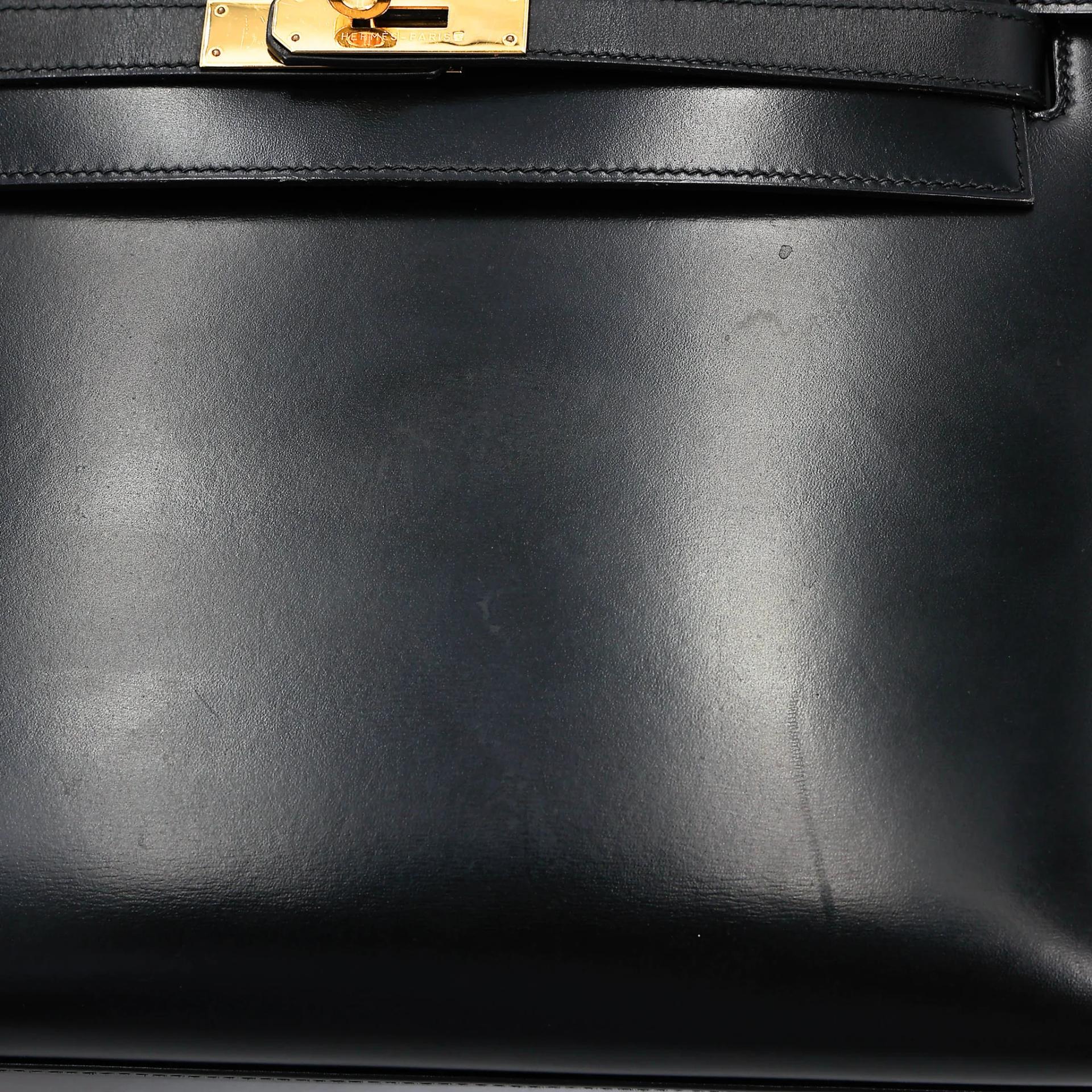 Very Good ( Rank A) HERMÈS Kelly 32 Sellier Noir (89) Box-calf Gold hardware Circle X (1994) - 22