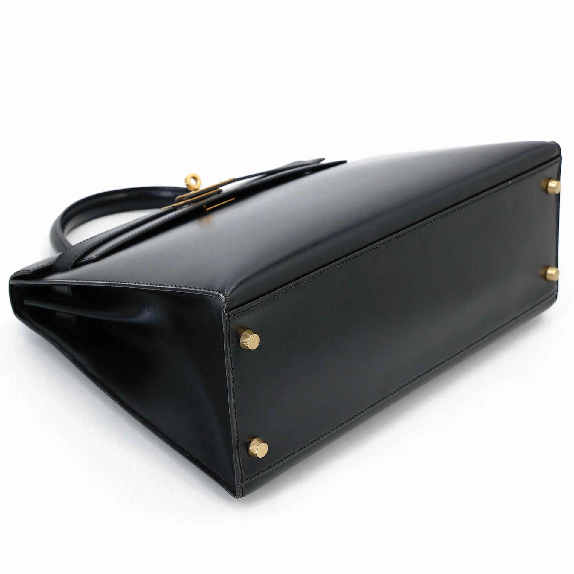 Very Good ( Rank A) HERMÈS Kelly 32 Sellier Noir (89) Box-calf Gold hardware Circle X (1994) - 11