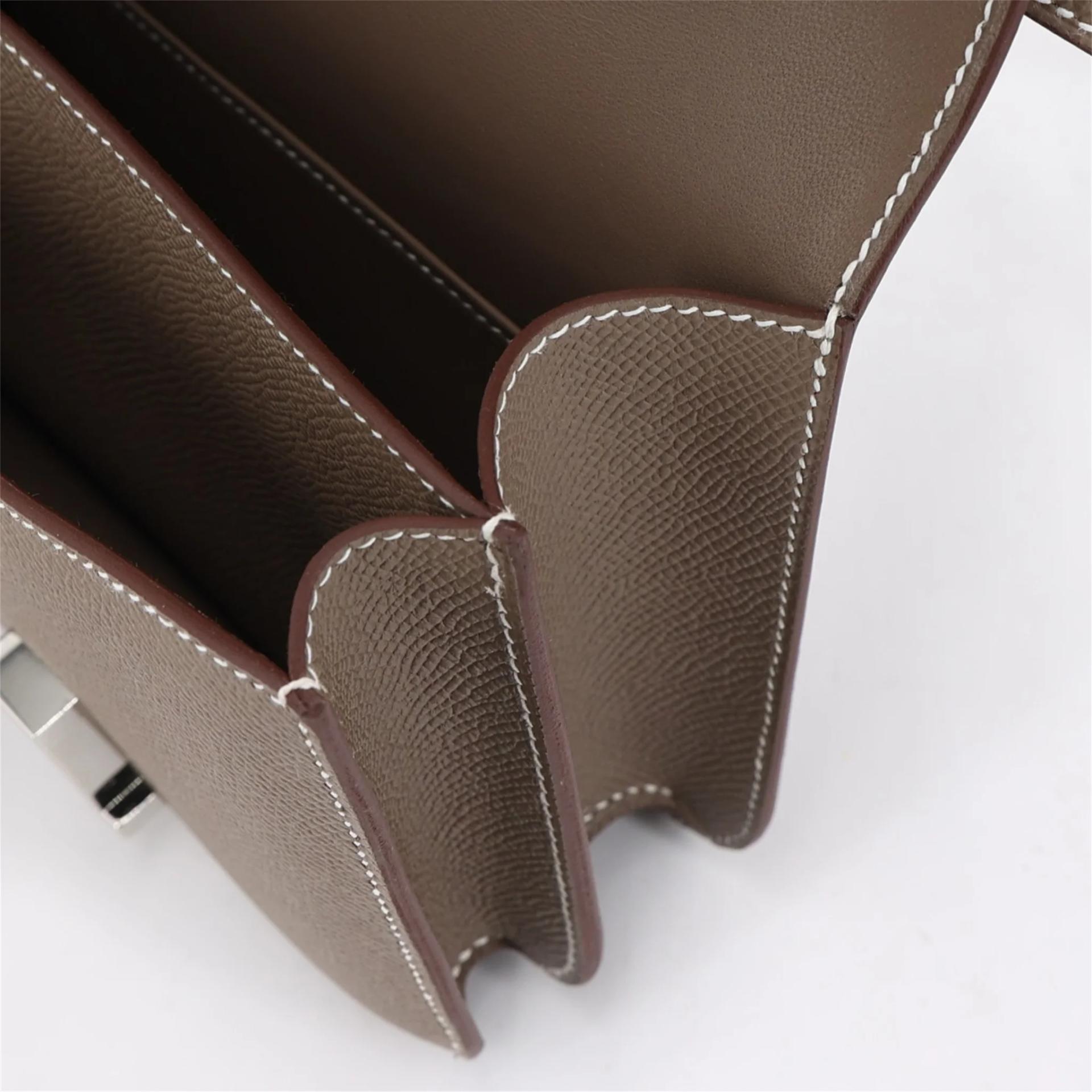 Brand New ( Rank N ) HERMÈS Constance Mini Etoupe (18) Epsom Palladium hardware G (2026) - 16
