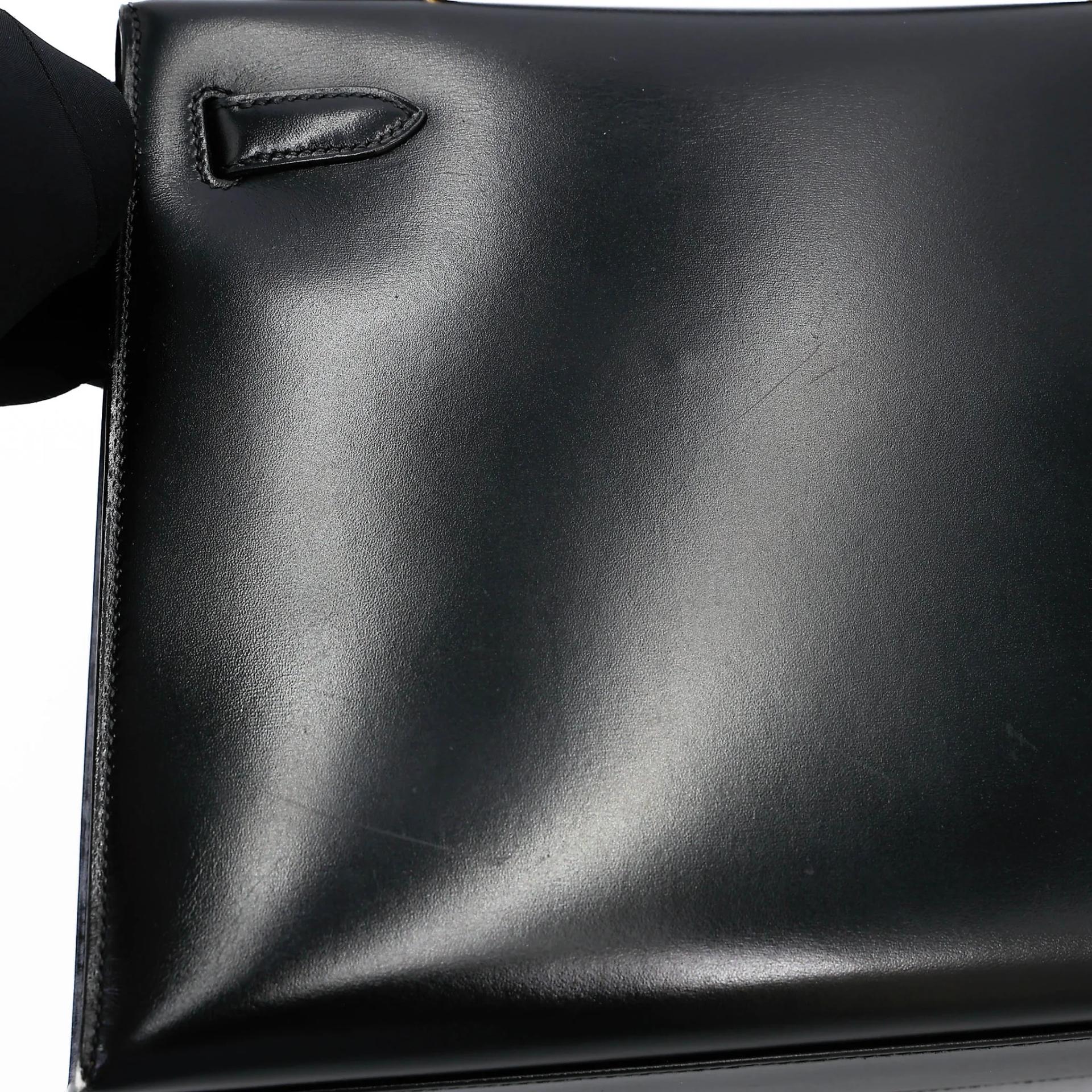 Very Good ( Rank A) HERMÈS Kelly 32 Sellier Noir (89) Box-calf Gold hardware Circle X (1994) - 21