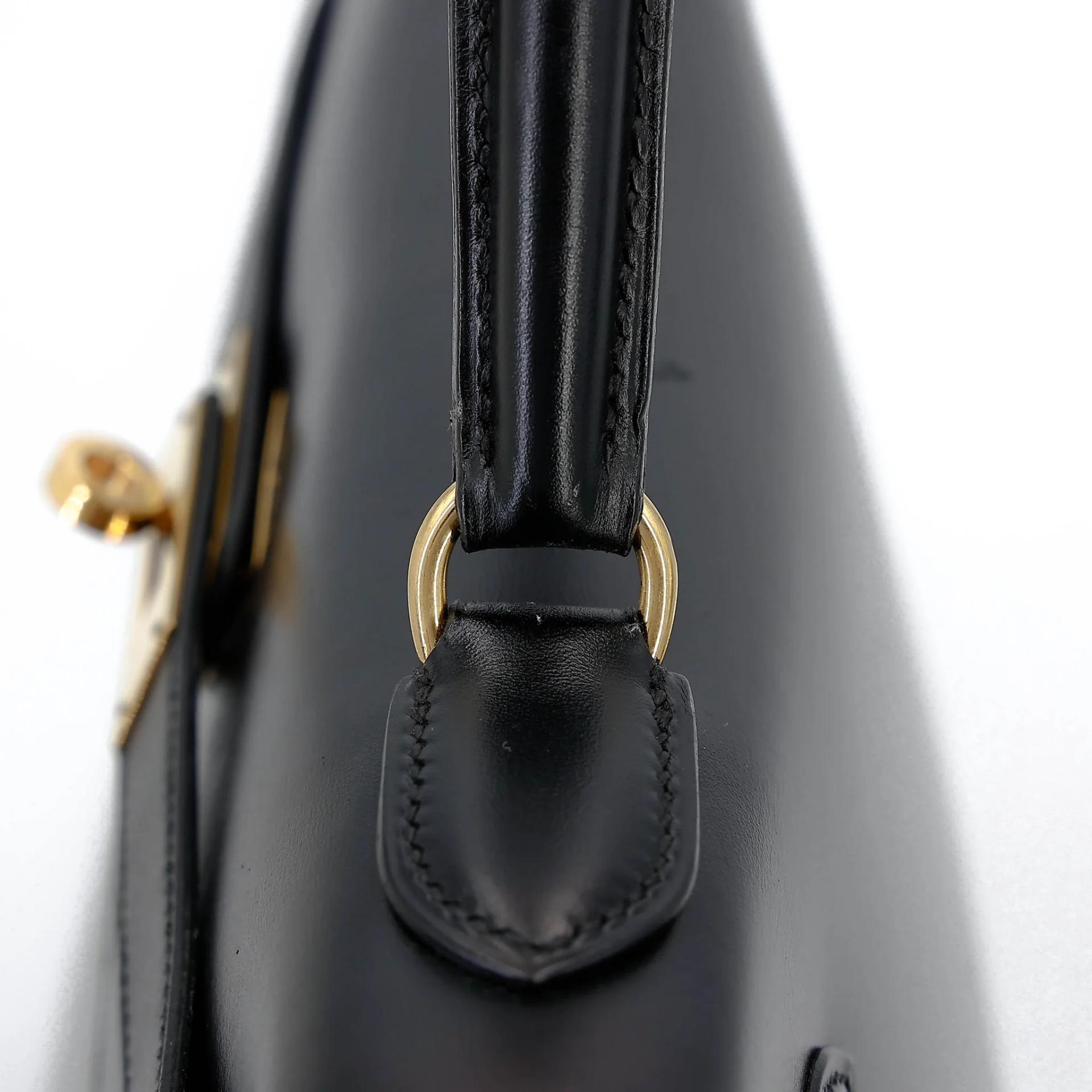 Very Good ( Rank A) HERMÈS Kelly 32 Sellier Noir (89) Box-calf Gold hardware Circle X (1994) - 4