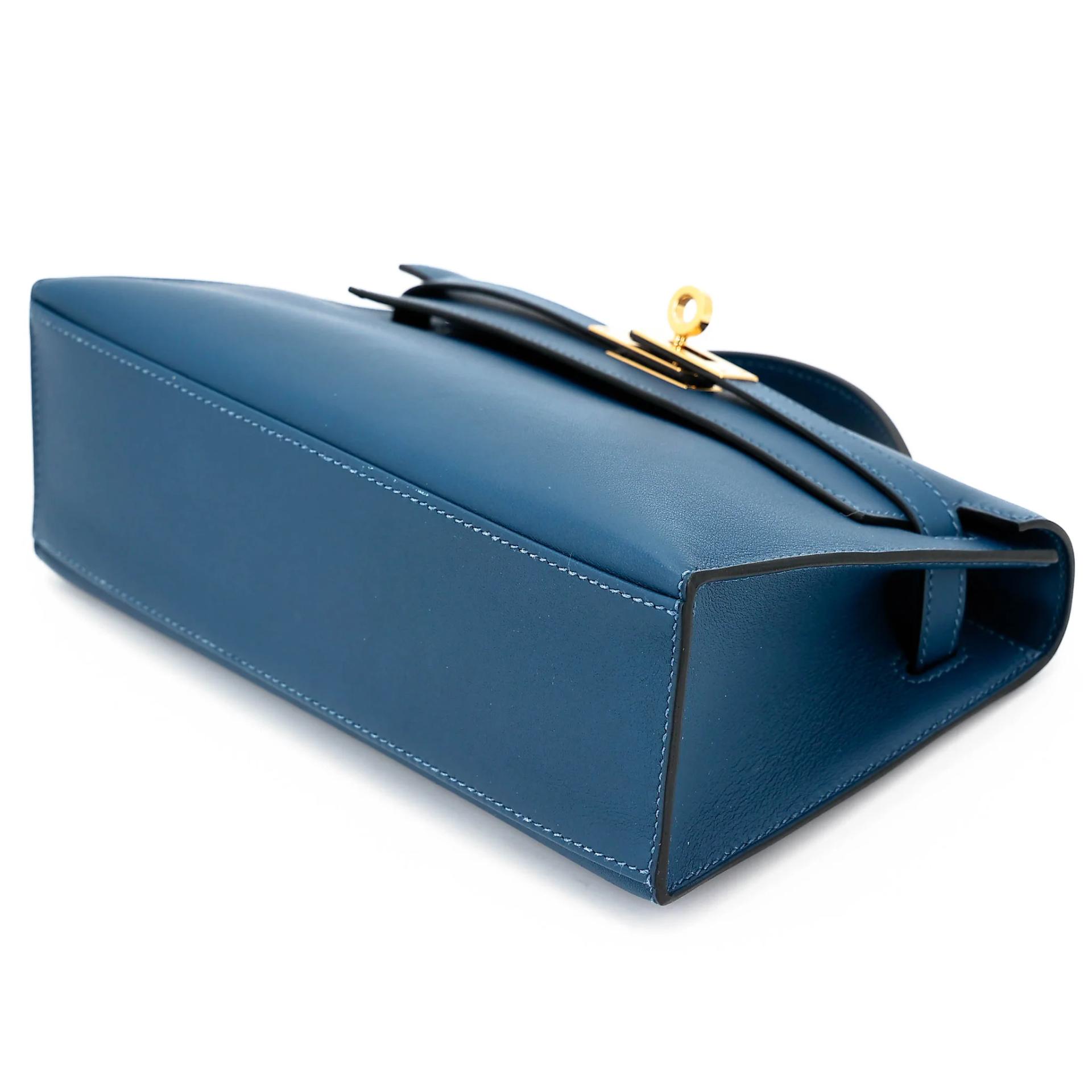 Excellent ( Rank SA ) HERMÈS Kelly Pochette Deep Blue (S4) Swift Gold hardware Y (2020) - 4