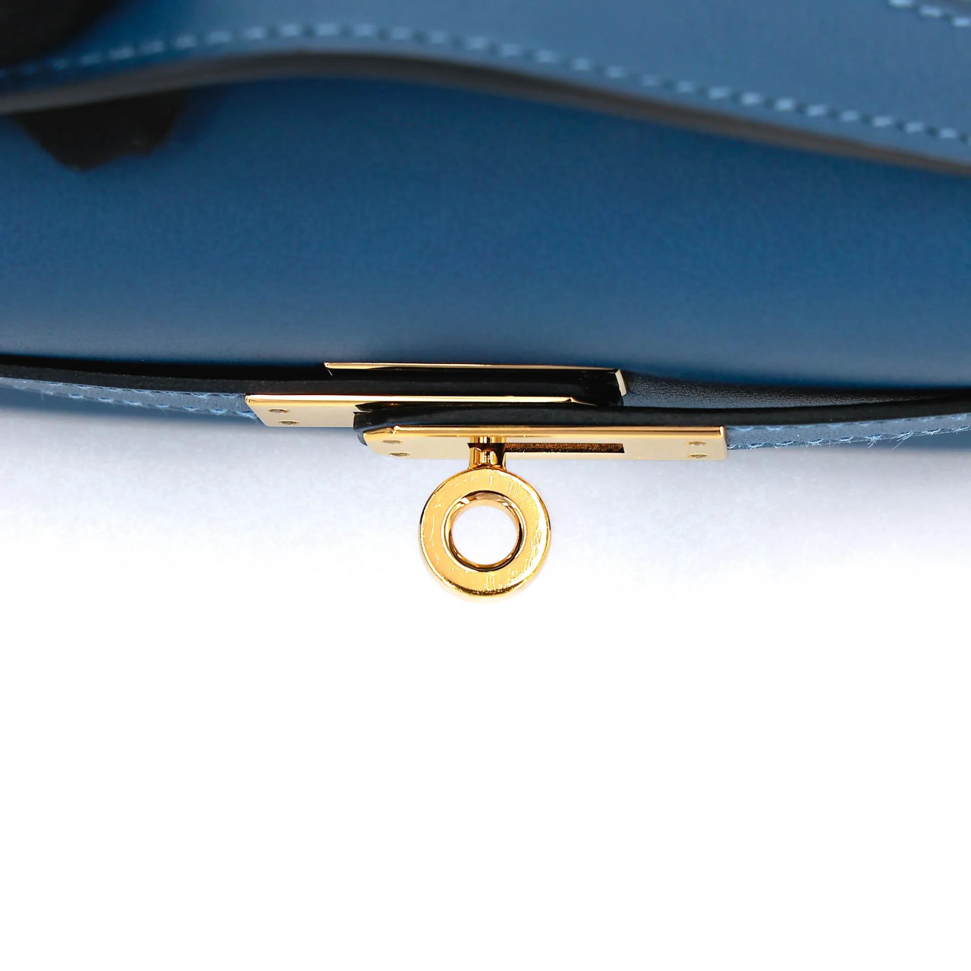 Excellent ( Rank SA ) HERMÈS Kelly Pochette Deep Blue (S4) Swift Gold hardware Y (2020) - 10
