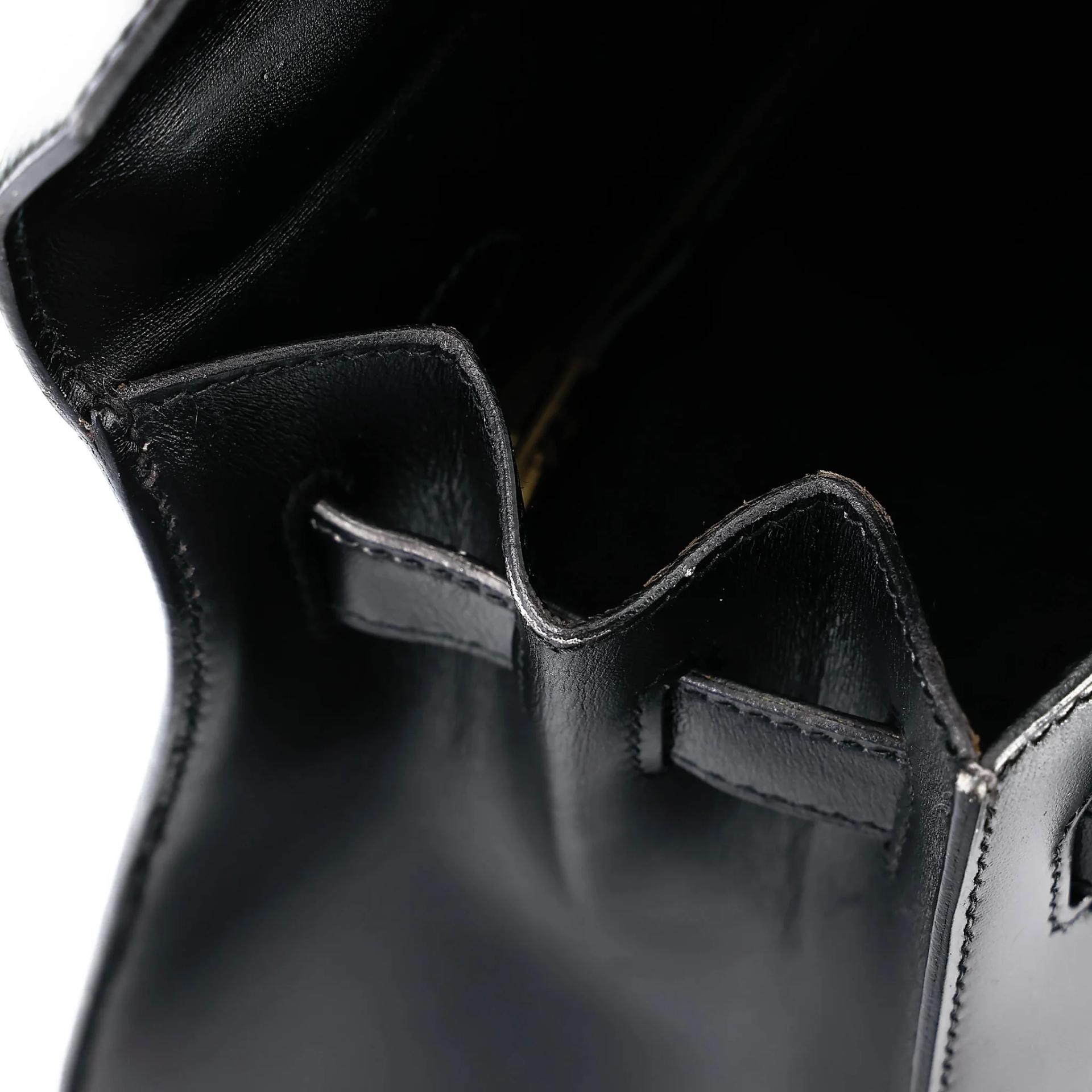 Very Good ( Rank A) HERMÈS Kelly 32 Sellier Noir (89) Box-calf Gold hardware Circle X (1994) - 35
