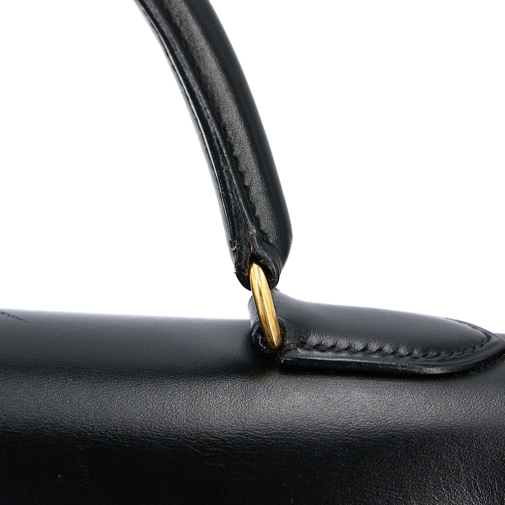Very Good ( Rank A) HERMÈS Kelly 32 Sellier Noir (89) Box-calf Gold hardware Circle X (1994) - 6