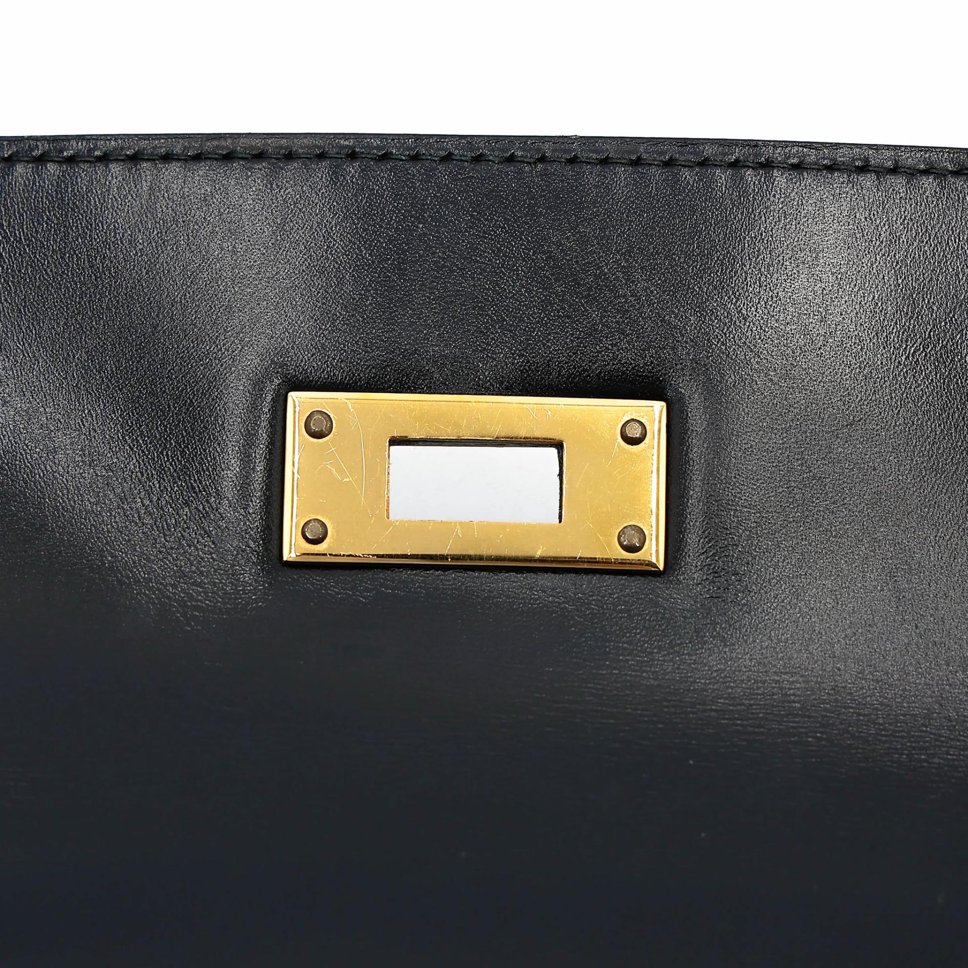 Very Good ( Rank A) HERMÈS Kelly 32 Sellier Noir (89) Box-calf Gold hardware Circle X (1994) - 26