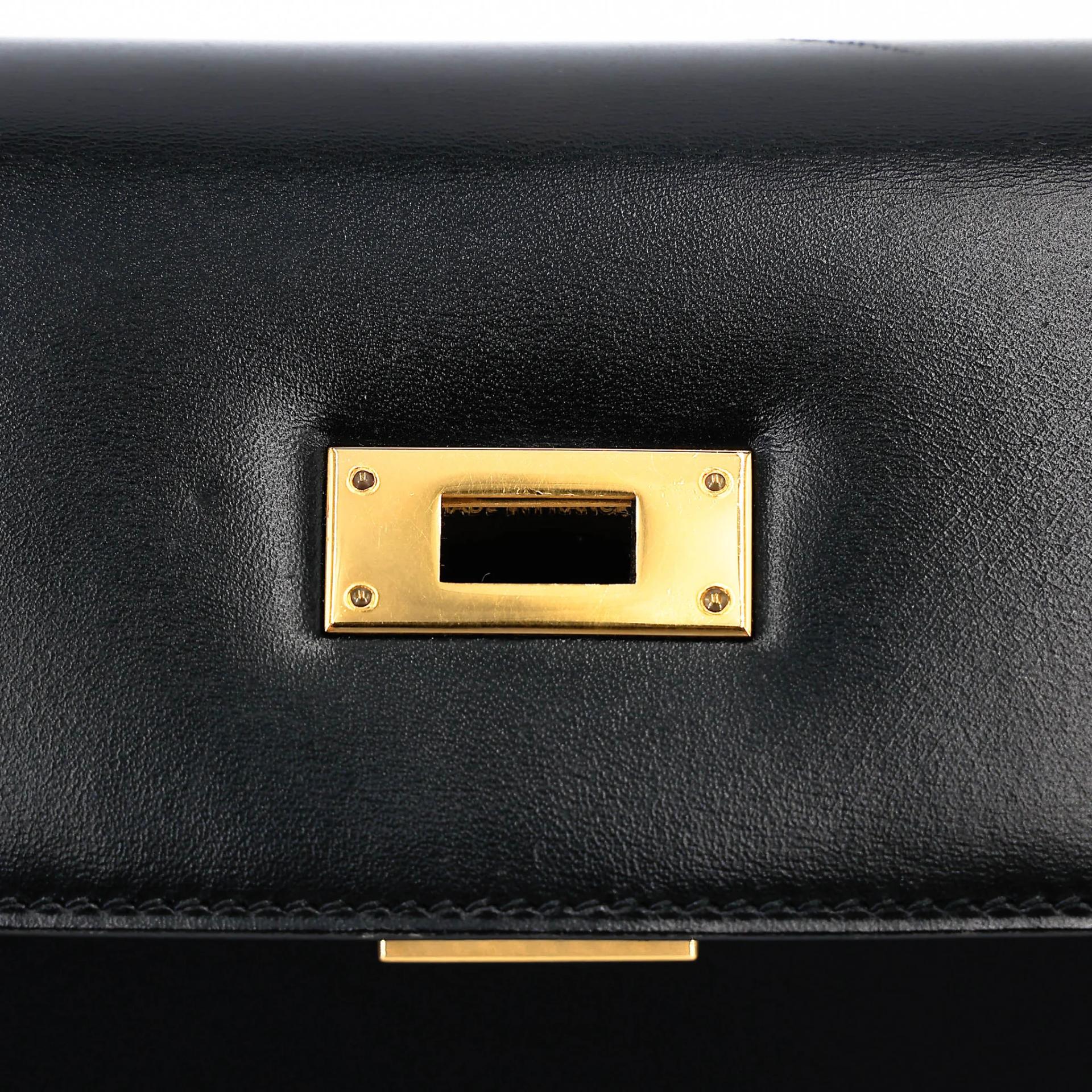 Very Good ( Rank A) HERMÈS Kelly 32 Sellier Noir (89) Box-calf Gold hardware Circle X (1994) - 25