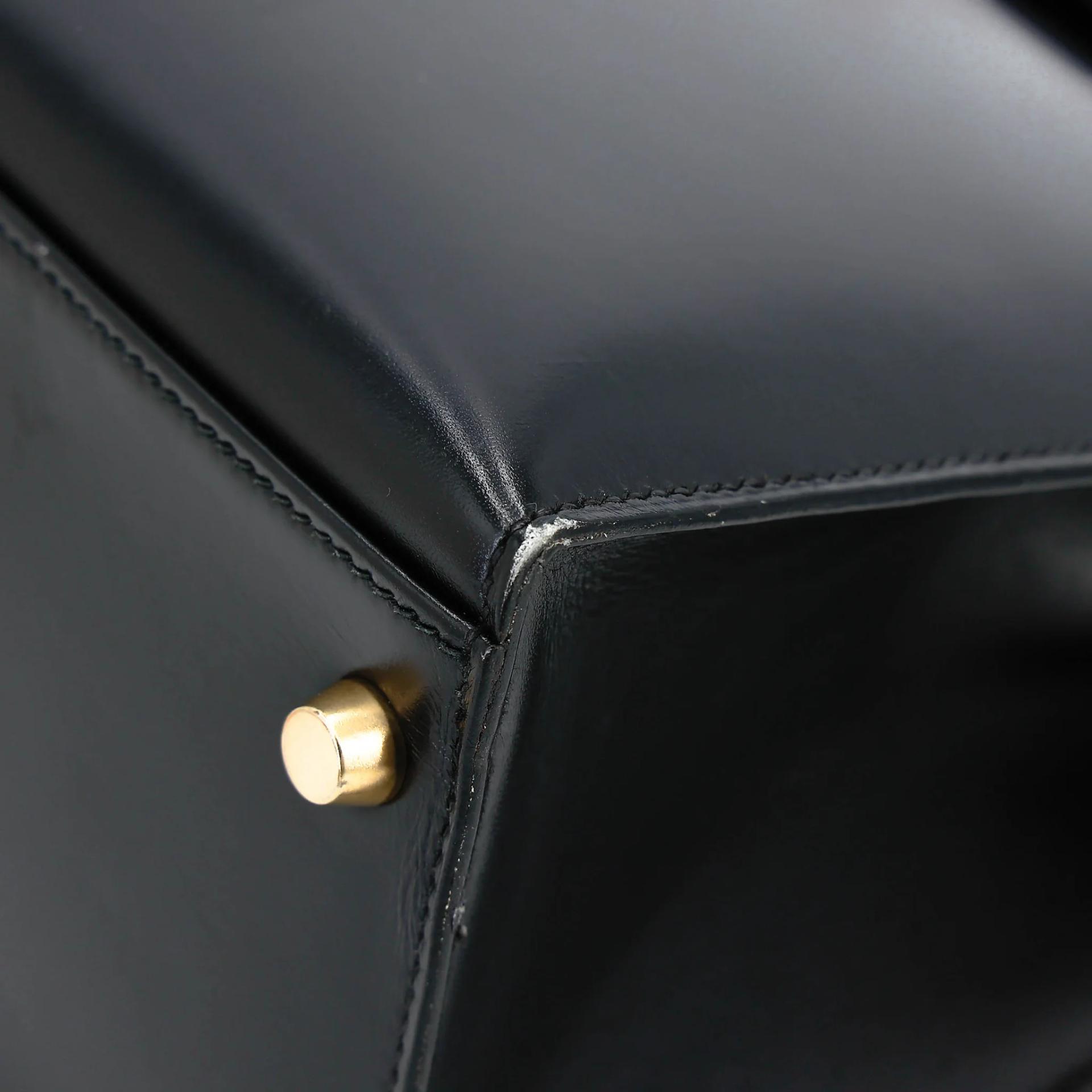 Very Good ( Rank A) HERMÈS Kelly 32 Sellier Noir (89) Box-calf Gold hardware Circle X (1994) - 14
