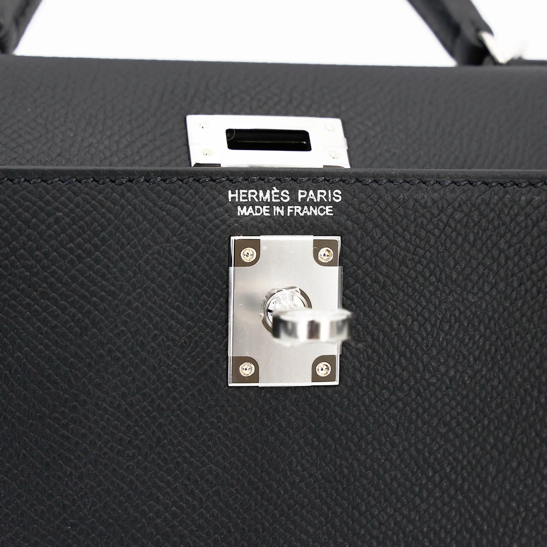 Brand New ( Rank N ) HERMÈS Mini Kelly II Noir (89) Epsom Palladium hardware G (2026) - 13