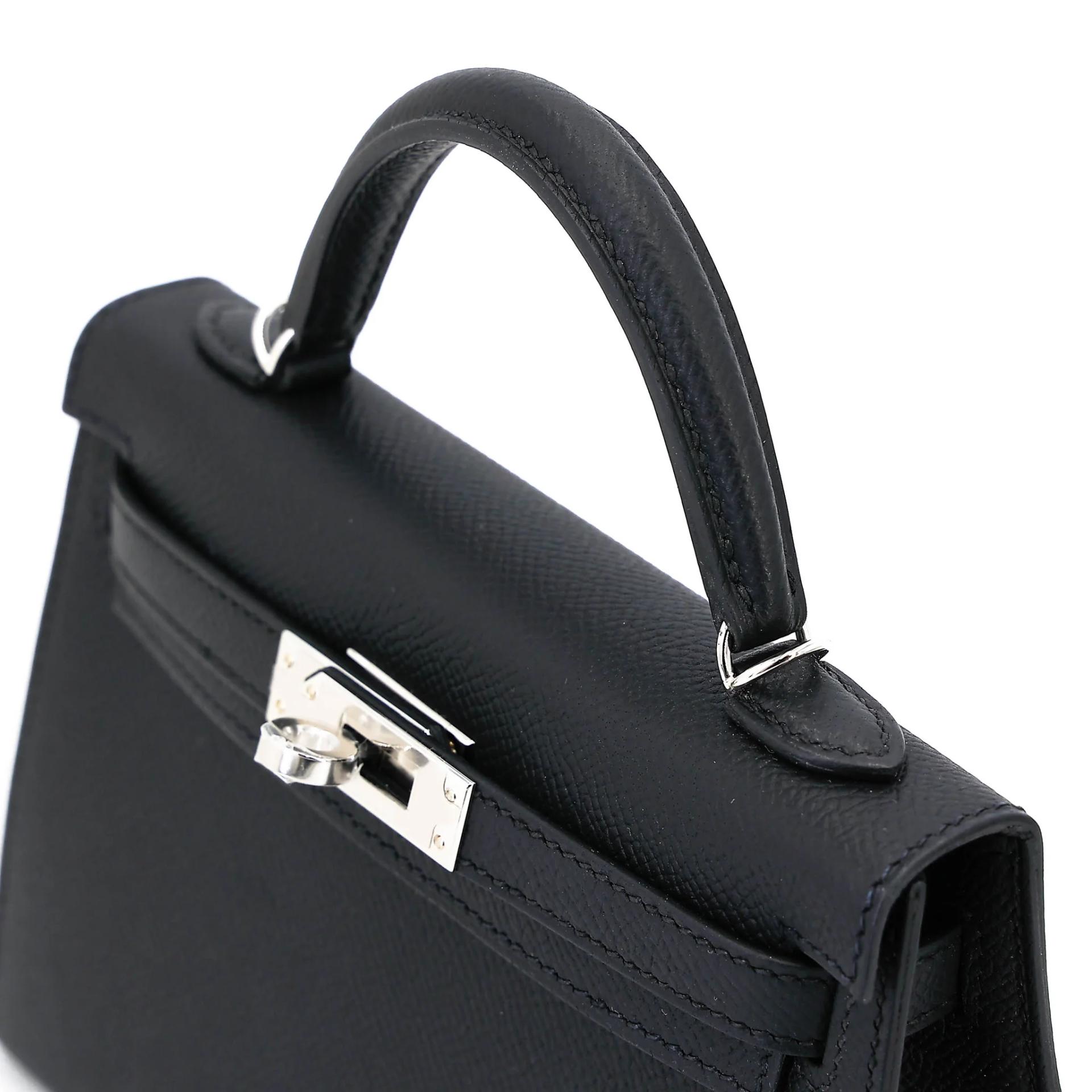 Brand New ( Rank N ) HERMÈS Mini Kelly II Noir (89) Epsom Palladium hardware G (2026) - 3