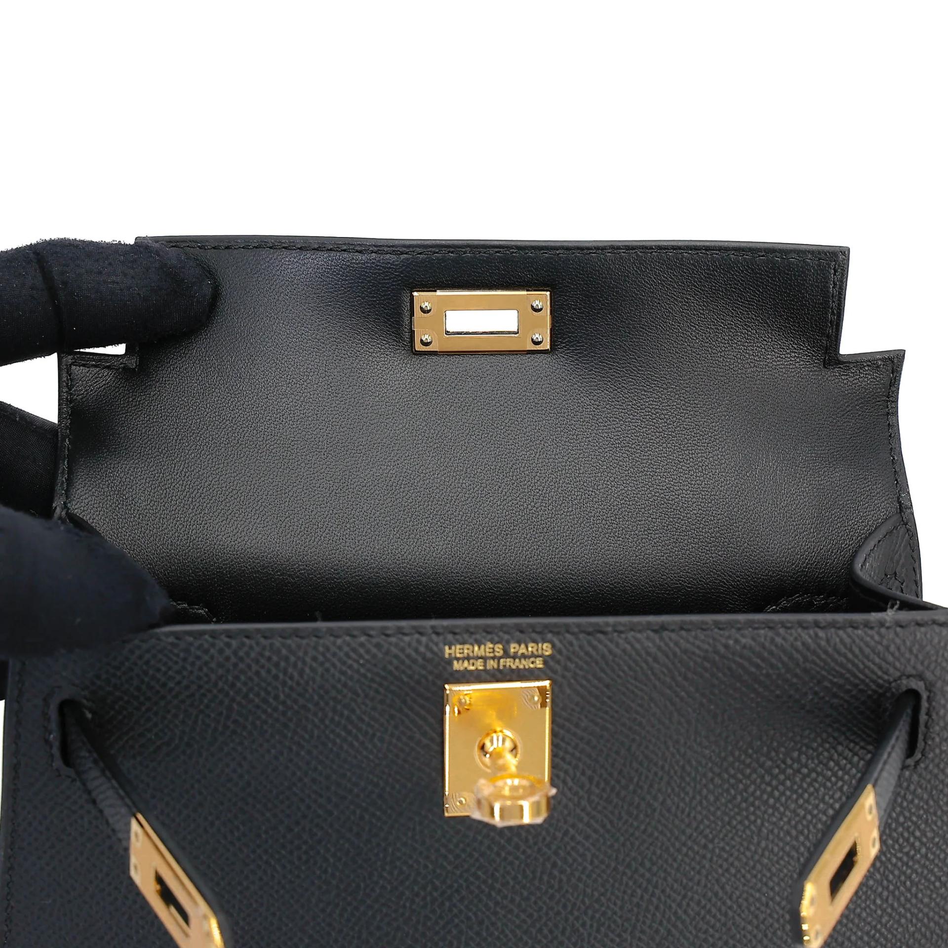 Brand New ( Rank N ) HERMÈS Mini Kelly II Noir (89) Epsom Gold hardware K (2025) - 12
