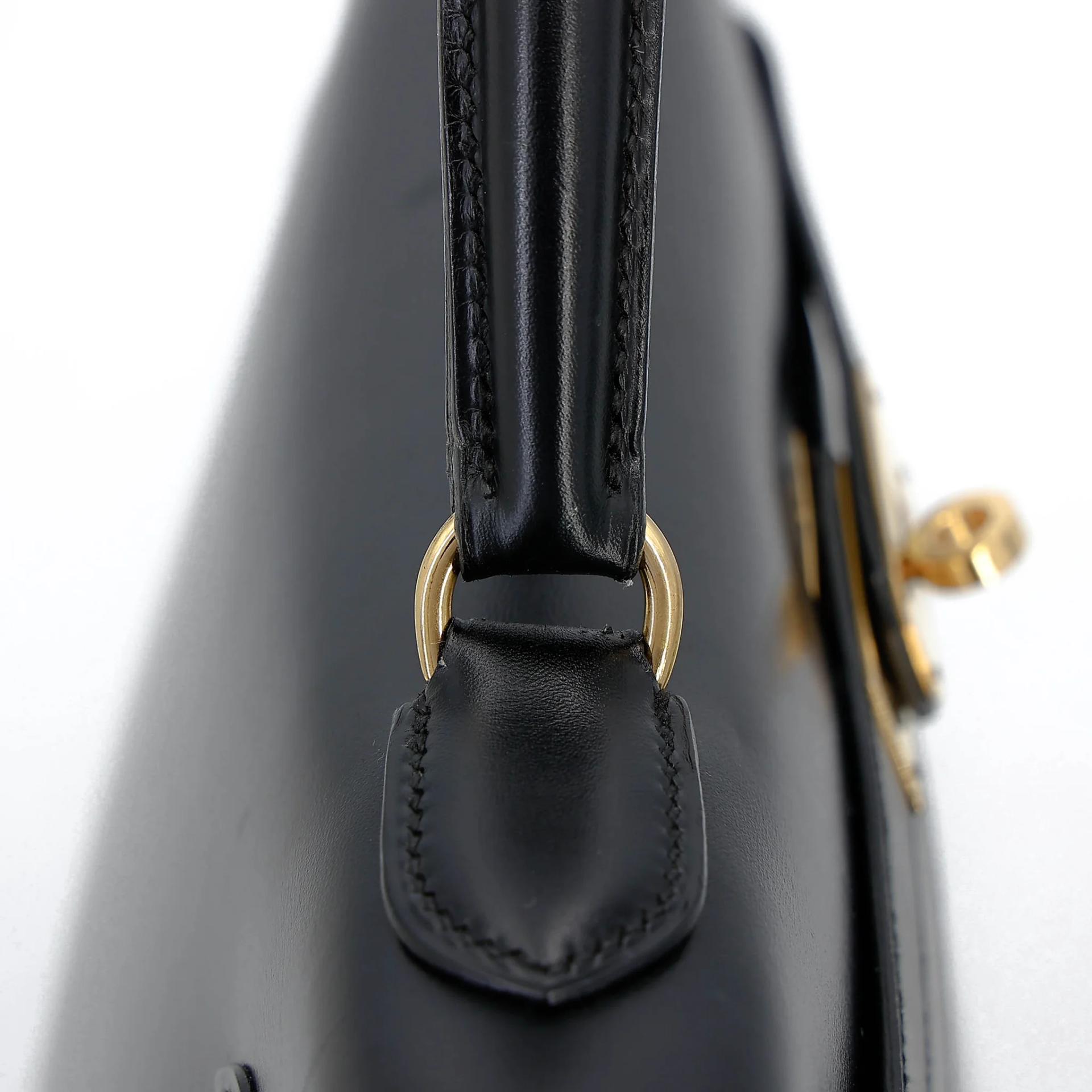 Very Good ( Rank A) HERMÈS Kelly 32 Sellier Noir (89) Box-calf Gold hardware Circle X (1994) - 5