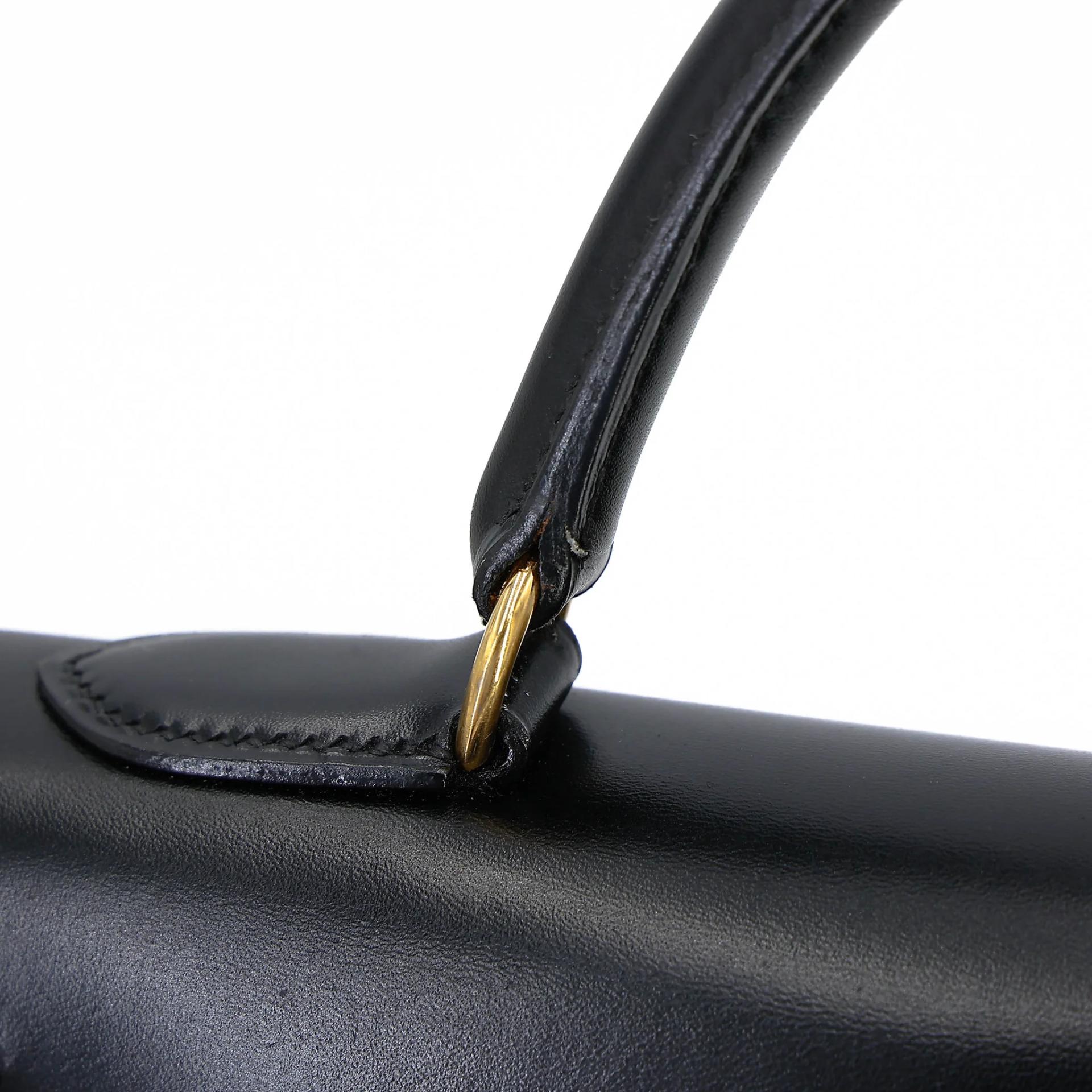 Very Good ( Rank A) HERMÈS Kelly 32 Sellier Noir (89) Box-calf Gold hardware Circle X (1994) - 7