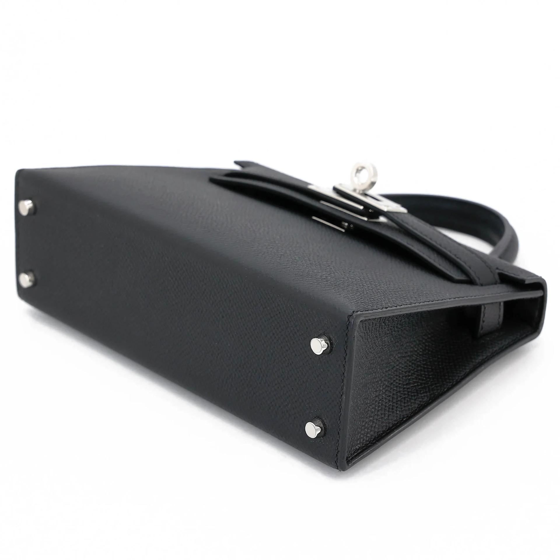 Brand New ( Rank N ) HERMÈS Mini Kelly II Noir (89) Epsom Palladium hardware G (2026) - 4