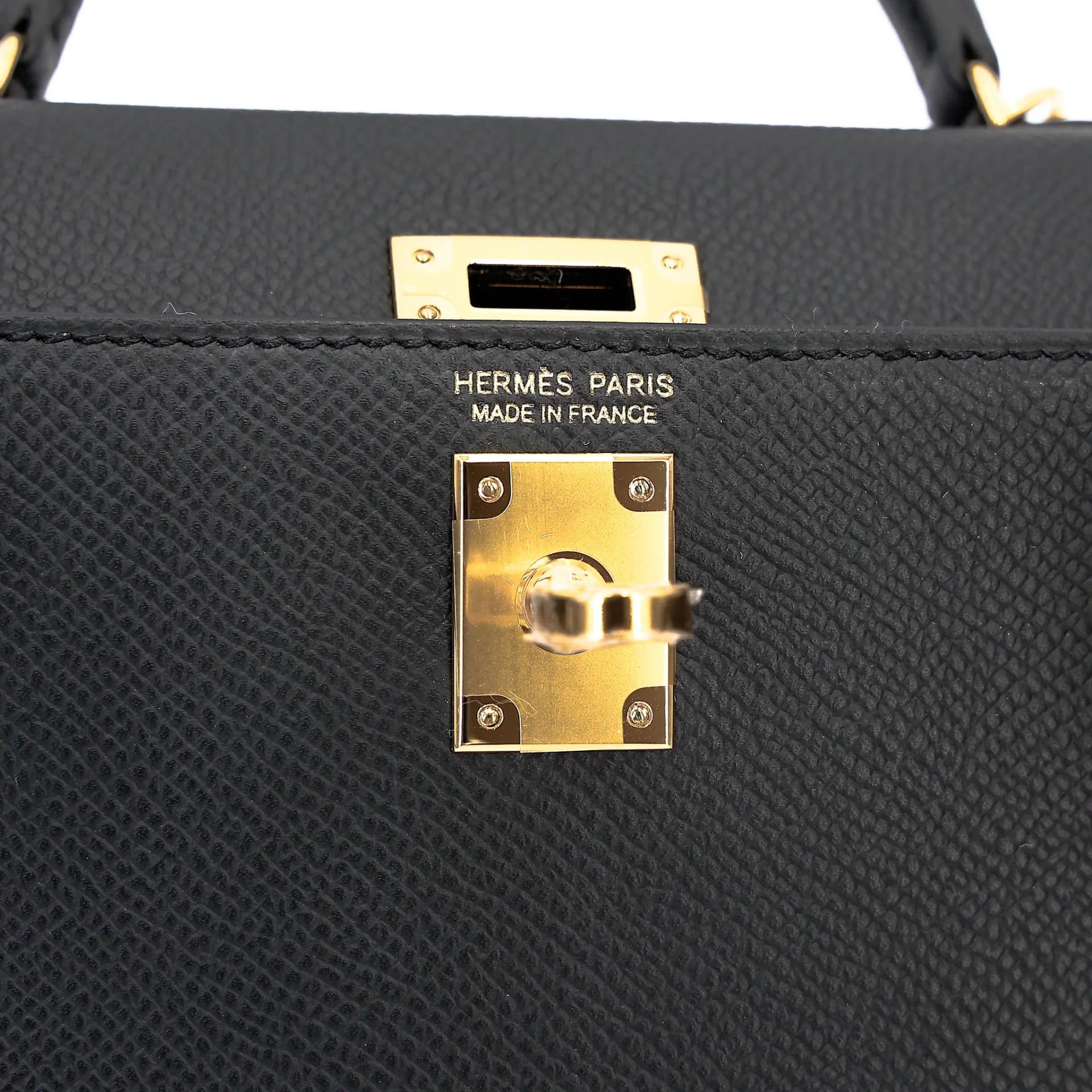 Brand New ( Rank N ) HERMÈS Mini Kelly II Noir (89) Epsom Gold hardware K (2025) - 13
