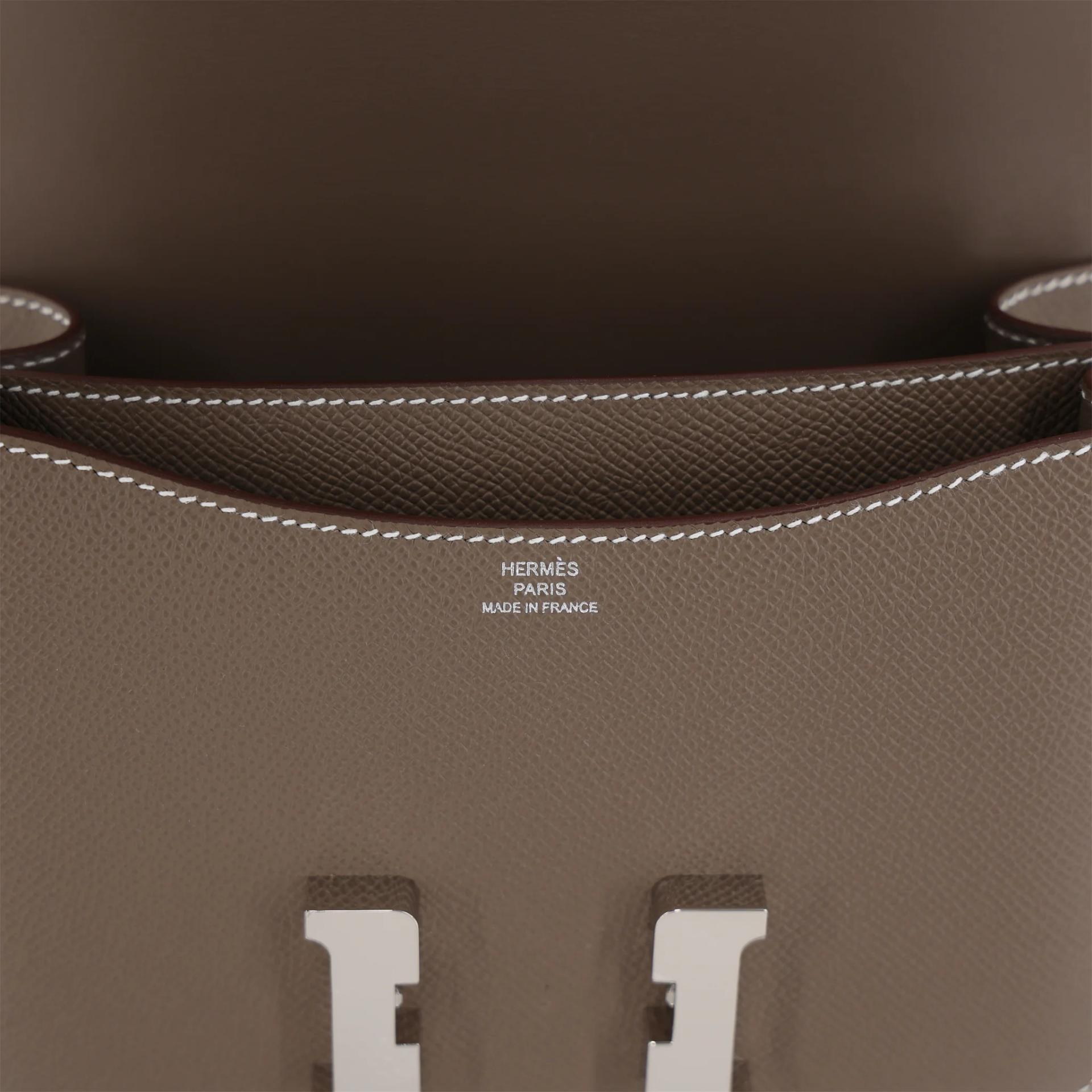 Brand New ( Rank N ) HERMÈS Constance Mini Etoupe (18) Epsom Palladium hardware G (2026) - 11