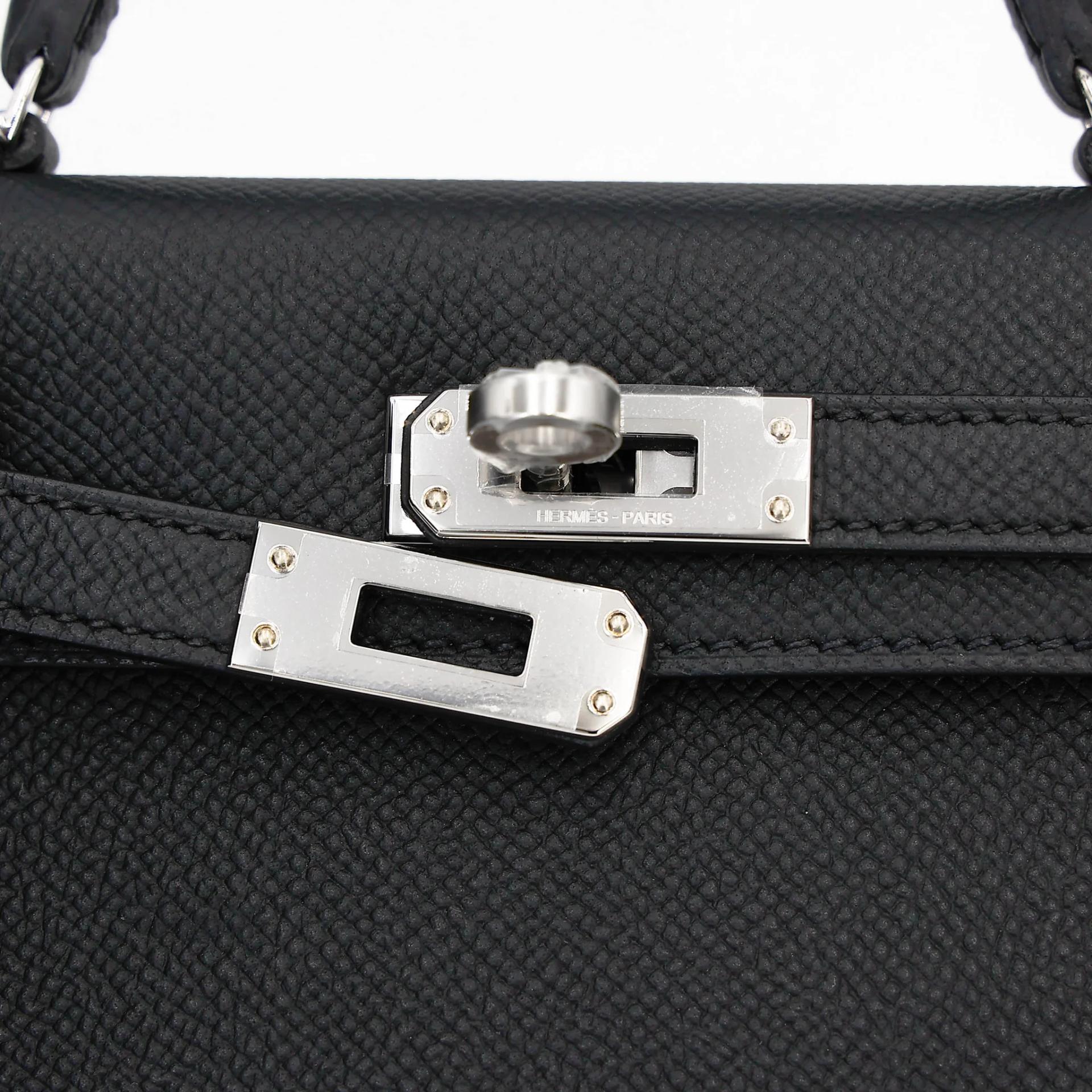 Brand New ( Rank N ) HERMÈS Mini Kelly II Noir (89) Epsom Palladium hardware G (2026) - 8