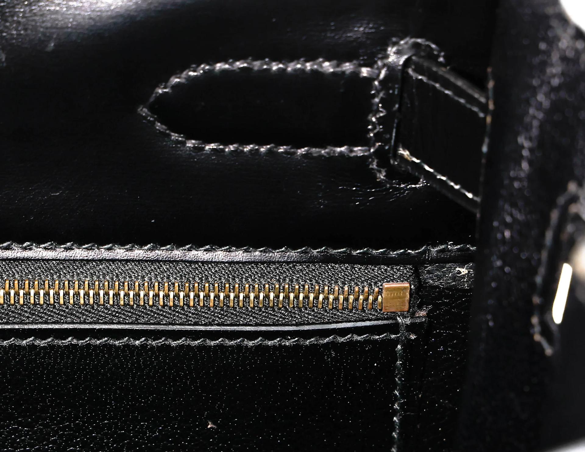 Very Good ( Rank A) HERMÈS Kelly 32 Sellier Noir (89) Box-calf Gold hardware Circle X (1994) - 33