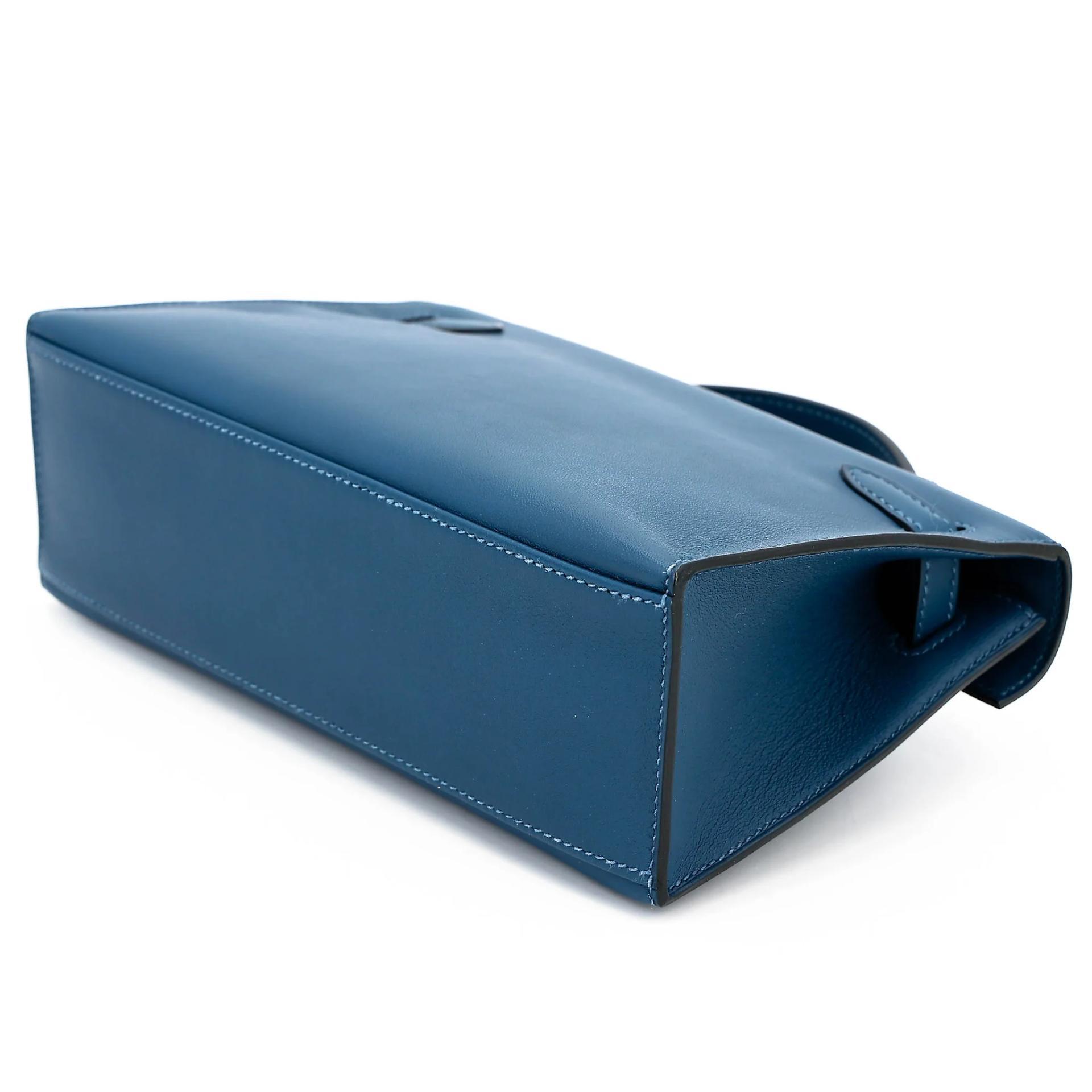 Excellent ( Rank SA ) HERMÈS Kelly Pochette Deep Blue (S4) Swift Gold hardware Y (2020) - 6