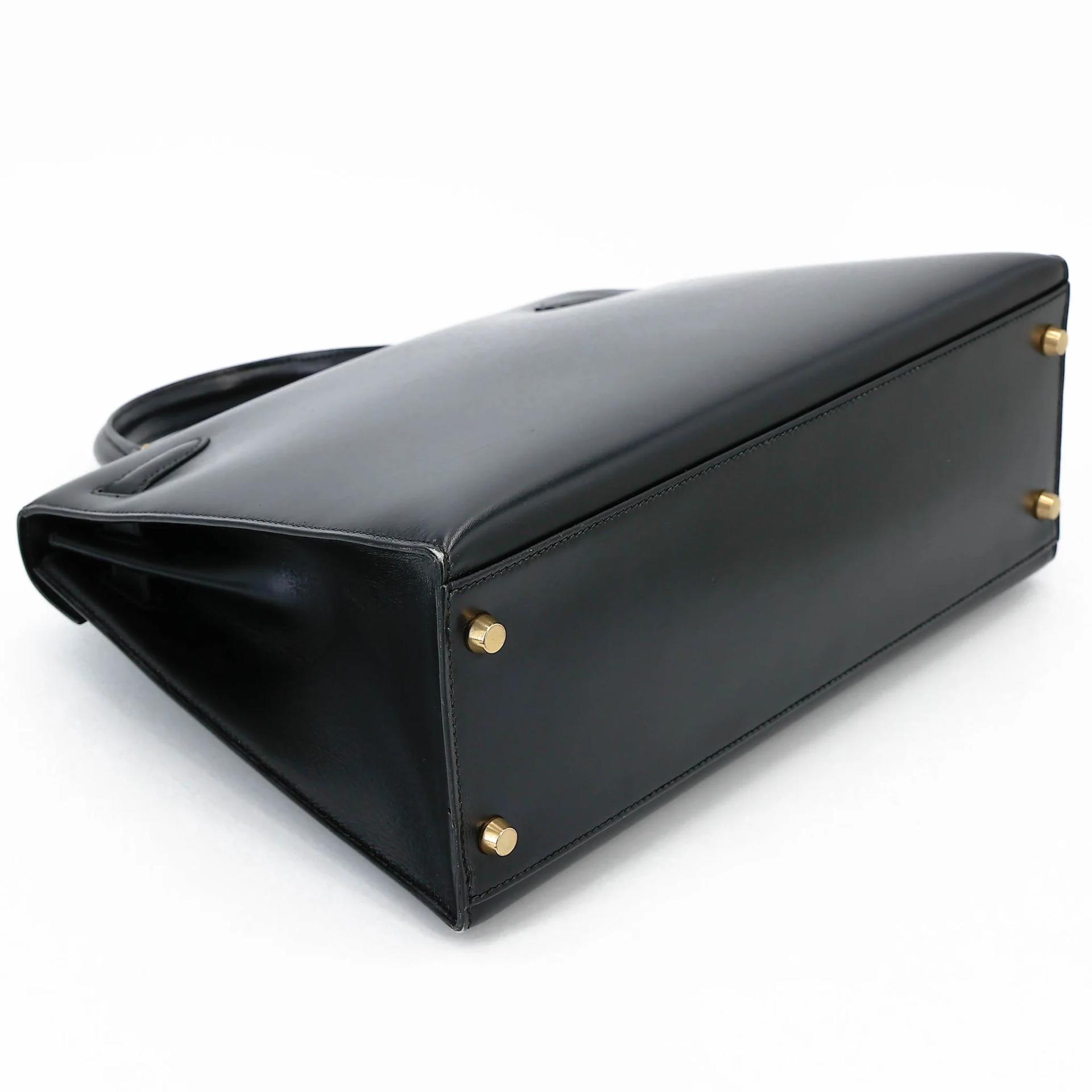 Very Good ( Rank A) HERMÈS Kelly 32 Sellier Noir (89) Box-calf Gold hardware Circle X (1994) - 13