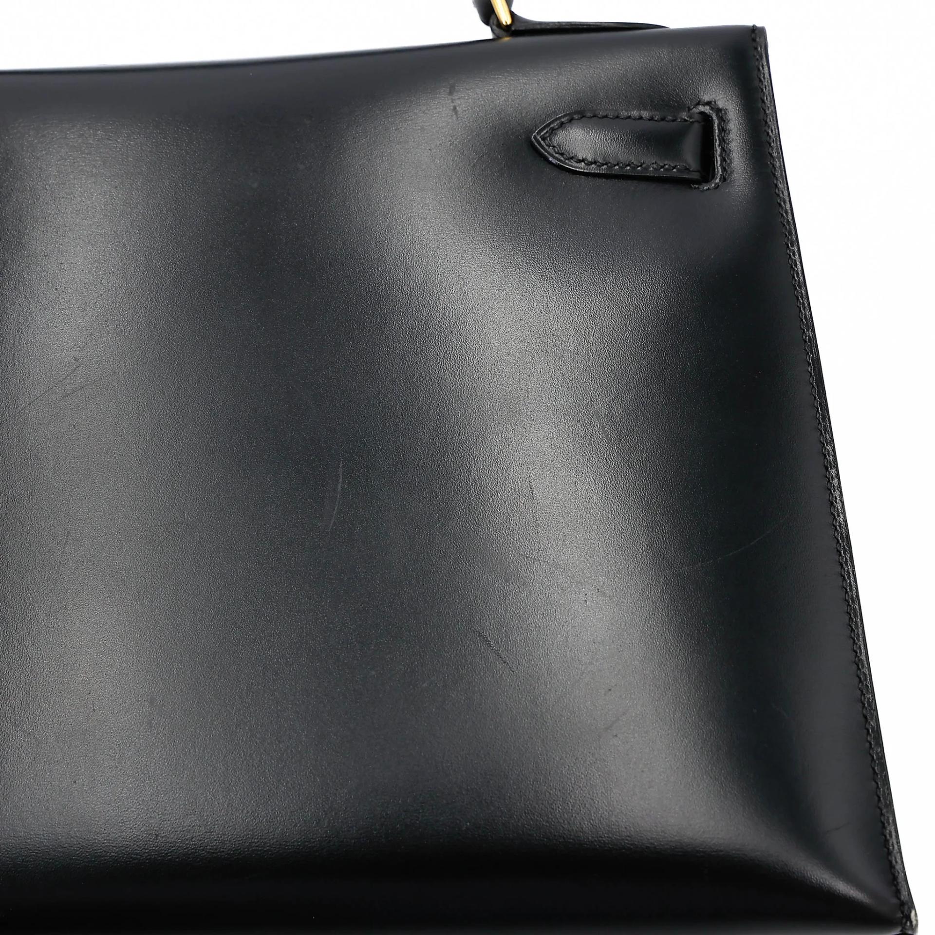 Very Good ( Rank A) HERMÈS Kelly 32 Sellier Noir (89) Box-calf Gold hardware Circle X (1994) - 20