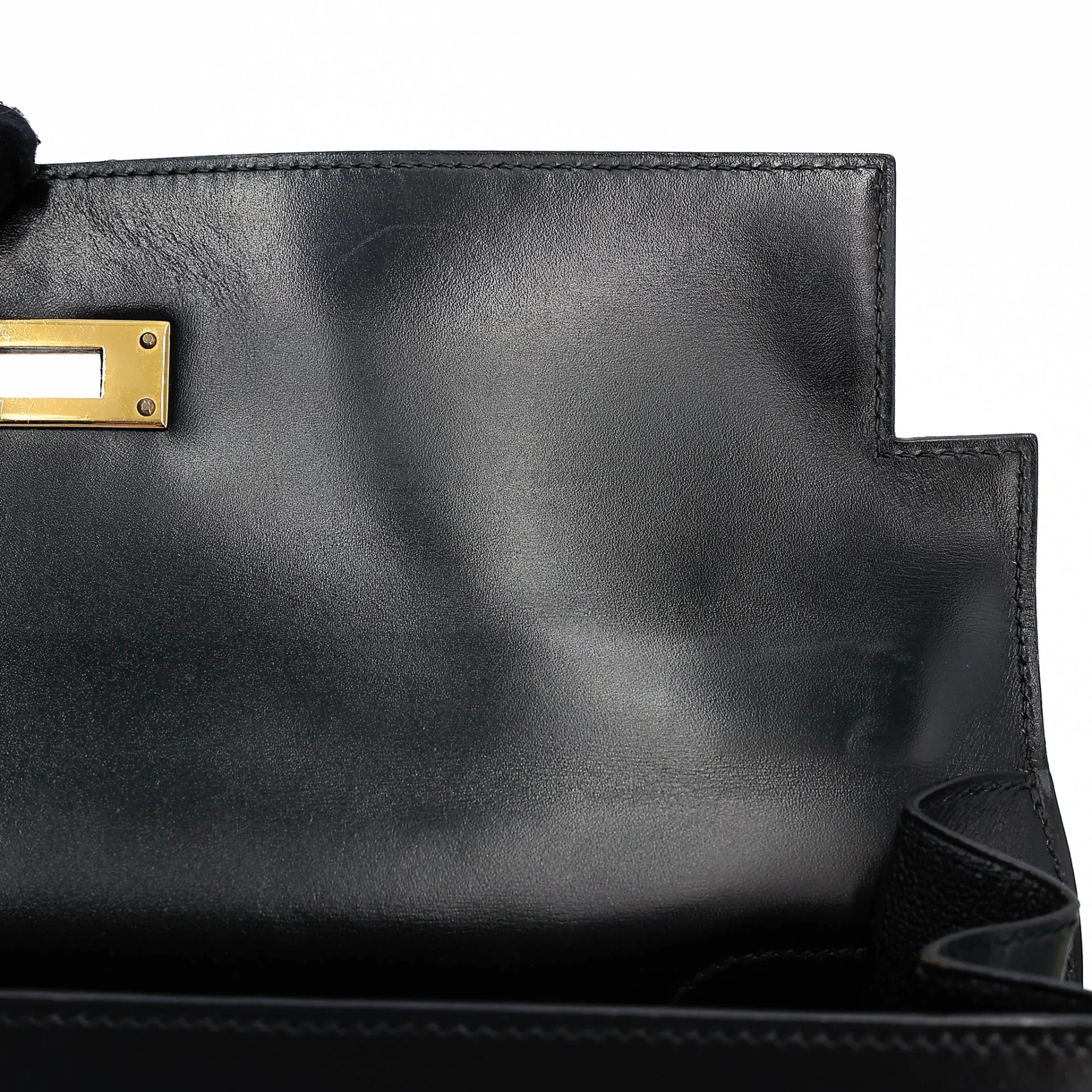 Very Good ( Rank A) HERMÈS Kelly 32 Sellier Noir (89) Box-calf Gold hardware Circle X (1994) - 27