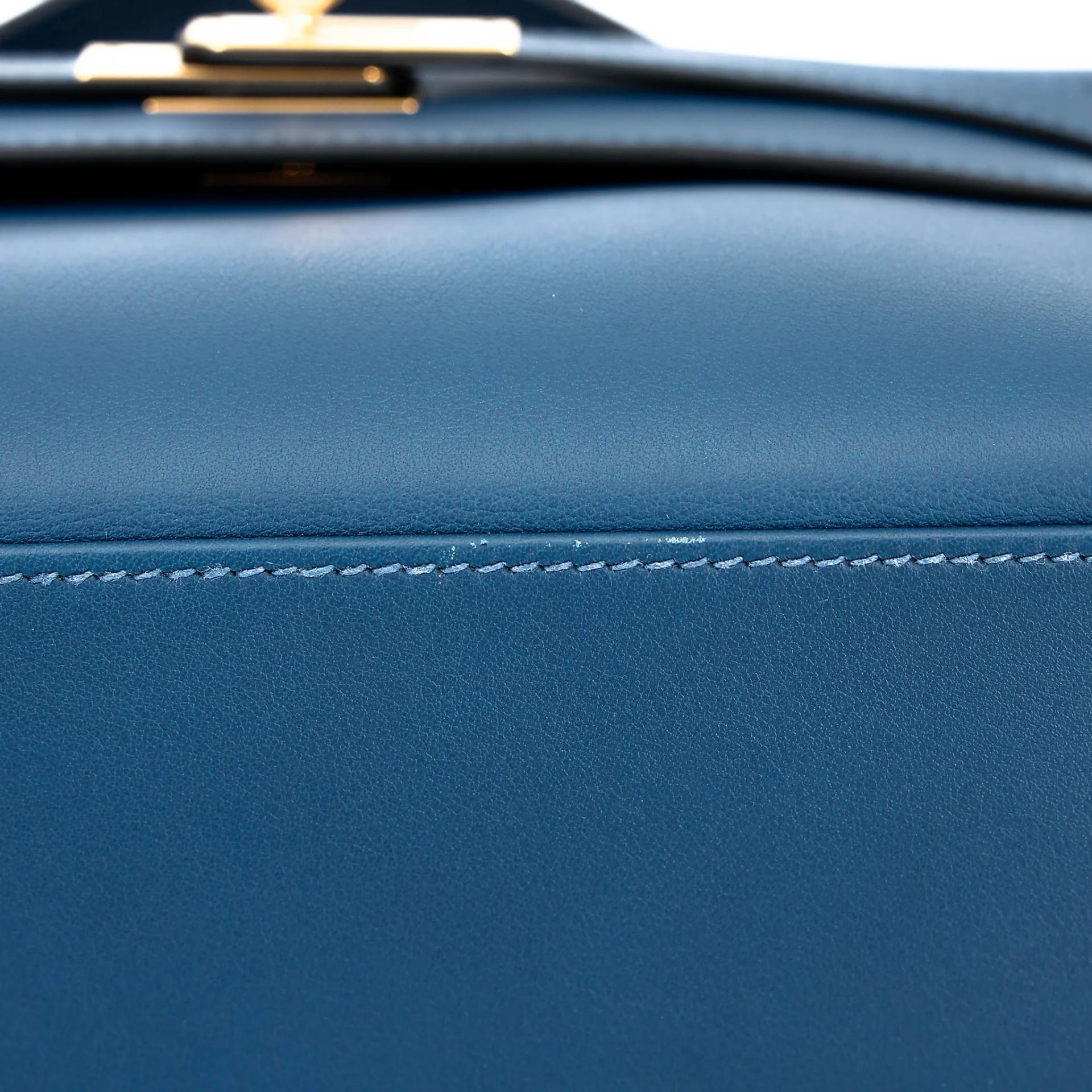 Excellent ( Rank SA ) HERMÈS Kelly Pochette Deep Blue (S4) Swift Gold hardware Y (2020) - 8