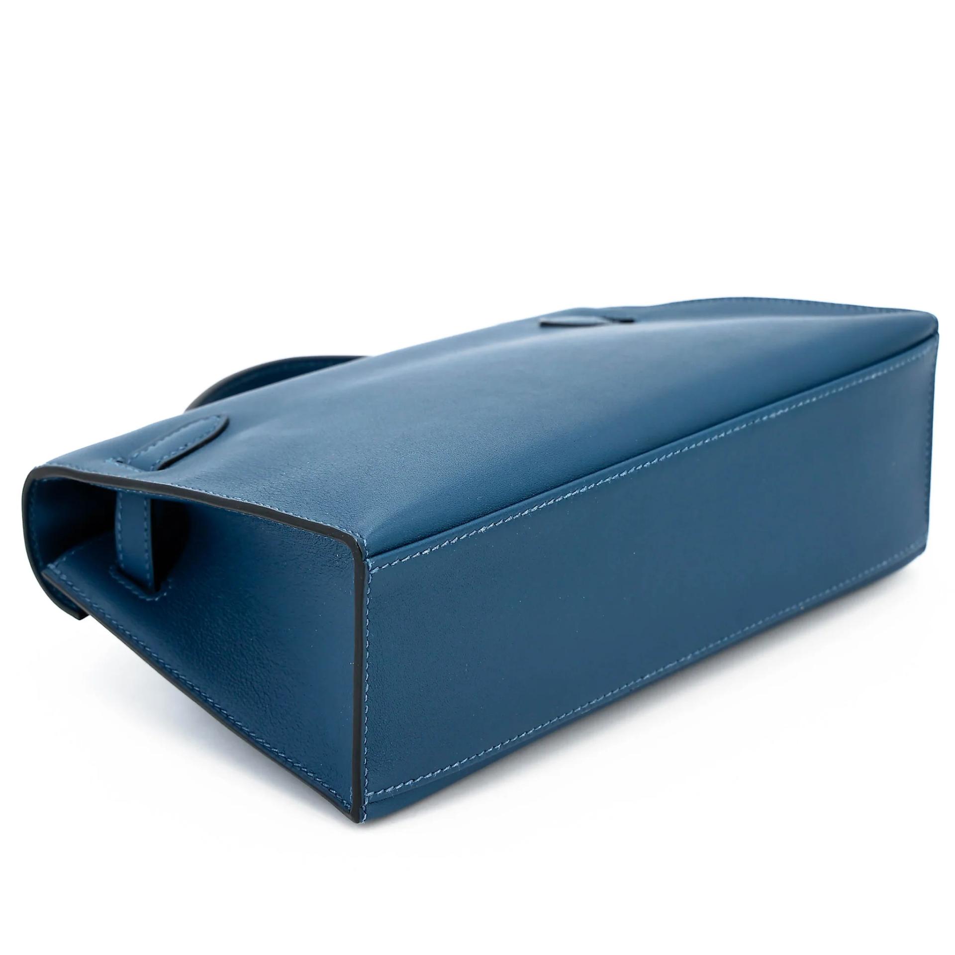 Excellent ( Rank SA ) HERMÈS Kelly Pochette Deep Blue (S4) Swift Gold hardware Y (2020) - 7