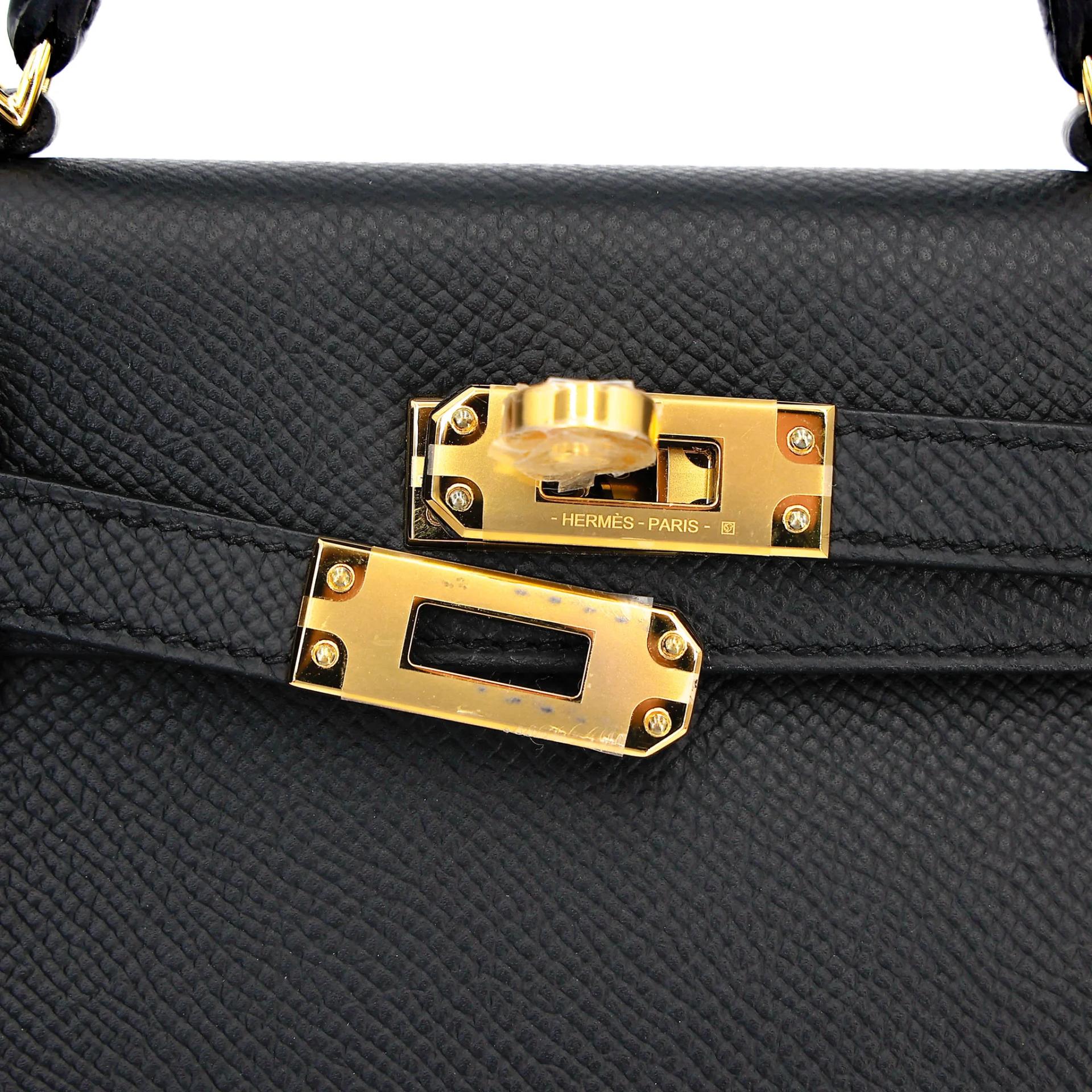 Brand New ( Rank N ) HERMÈS Mini Kelly II Noir (89) Epsom Gold hardware K (2025) - 8
