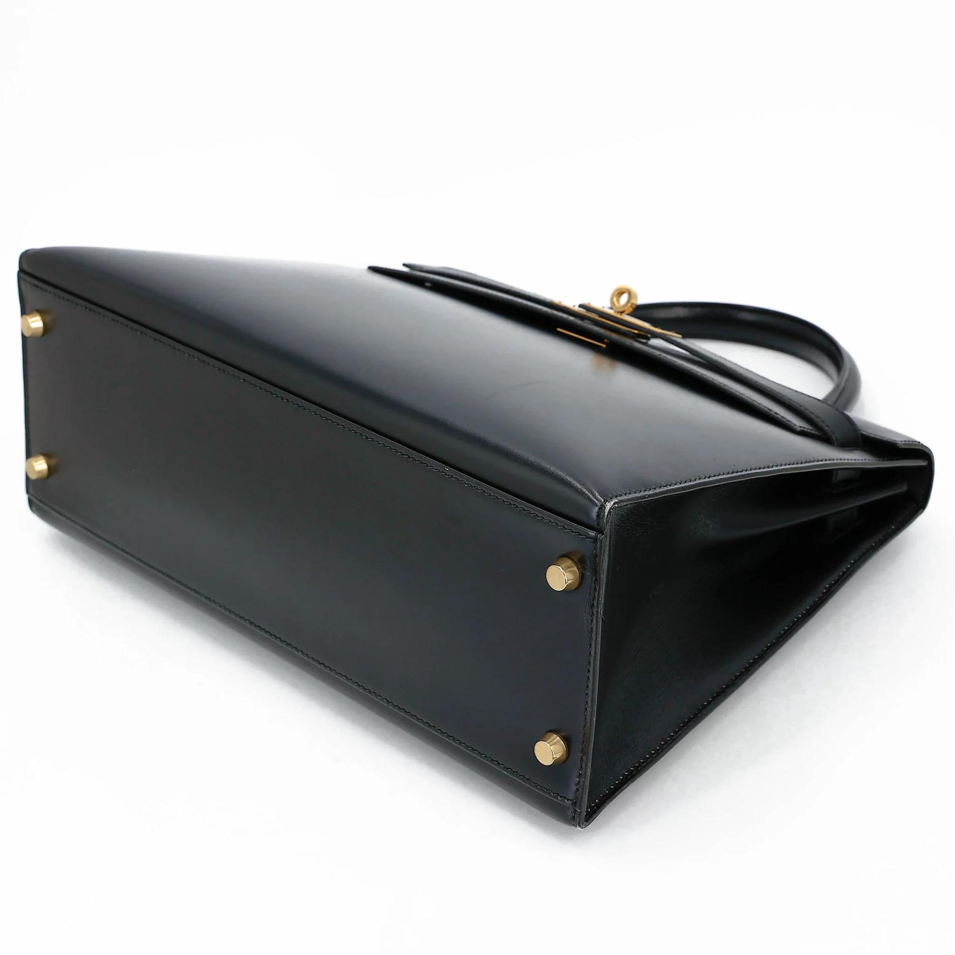 Very Good ( Rank A) HERMÈS Kelly 32 Sellier Noir (89) Box-calf Gold hardware Circle X (1994) - 10