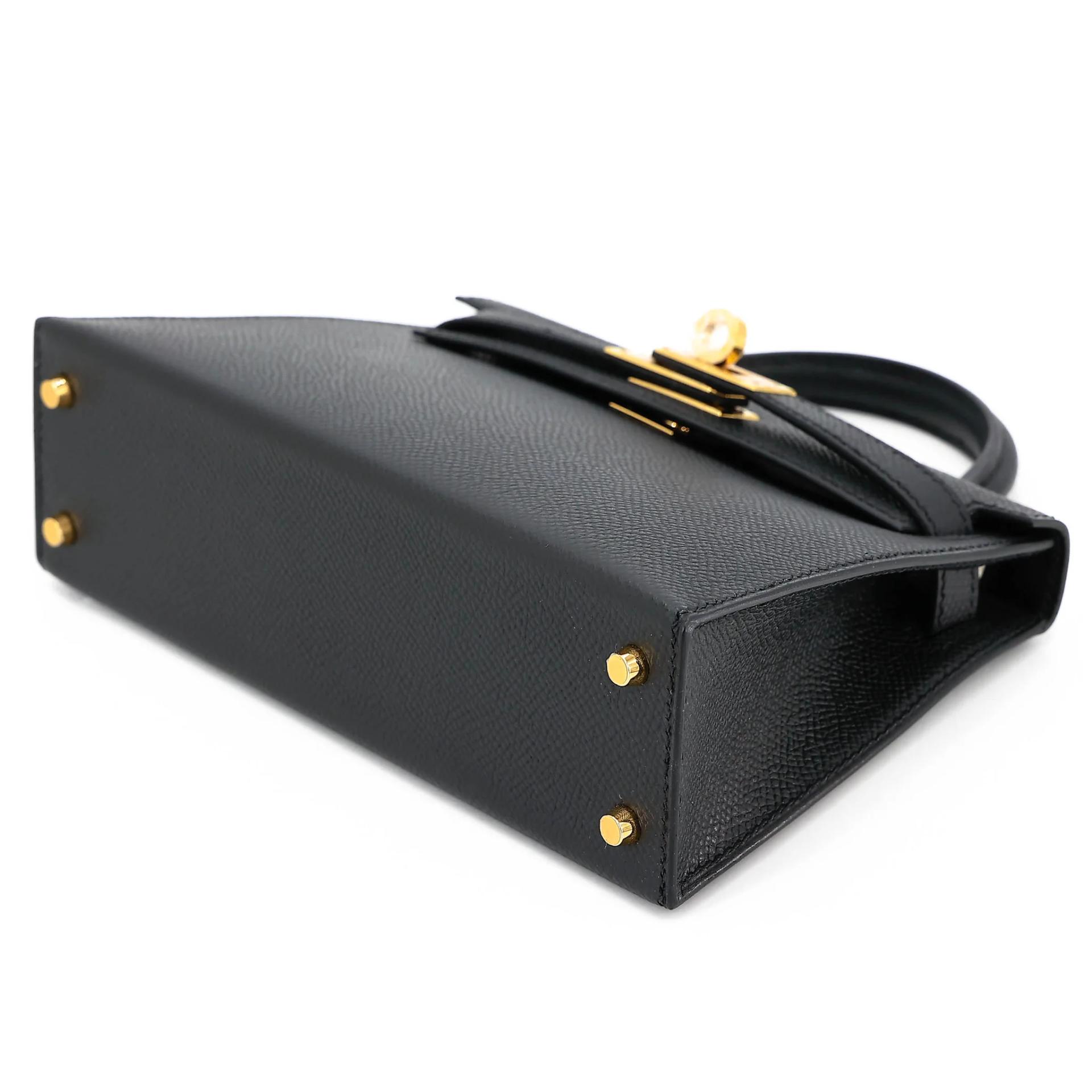 Brand New ( Rank N ) HERMÈS Mini Kelly II Noir (89) Epsom Gold hardware K (2025) - 4
