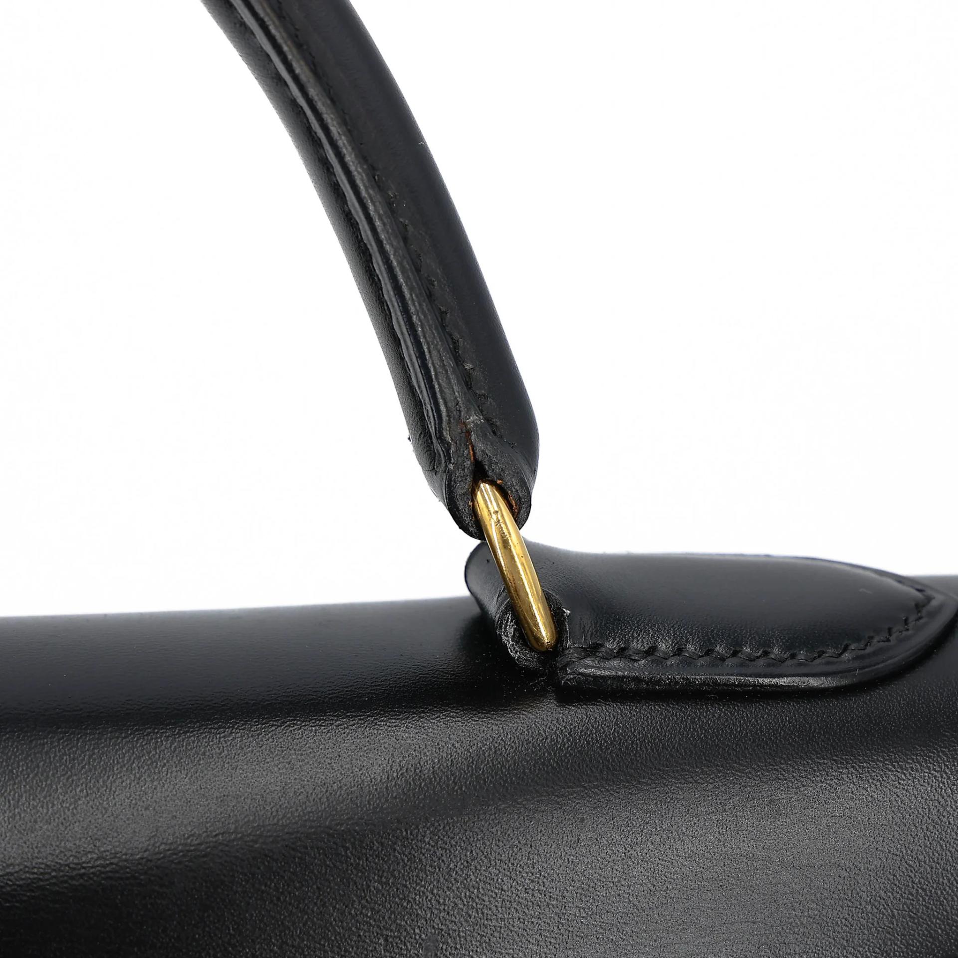 Very Good ( Rank A) HERMÈS Kelly 32 Sellier Noir (89) Box-calf Gold hardware Circle X (1994) - 8