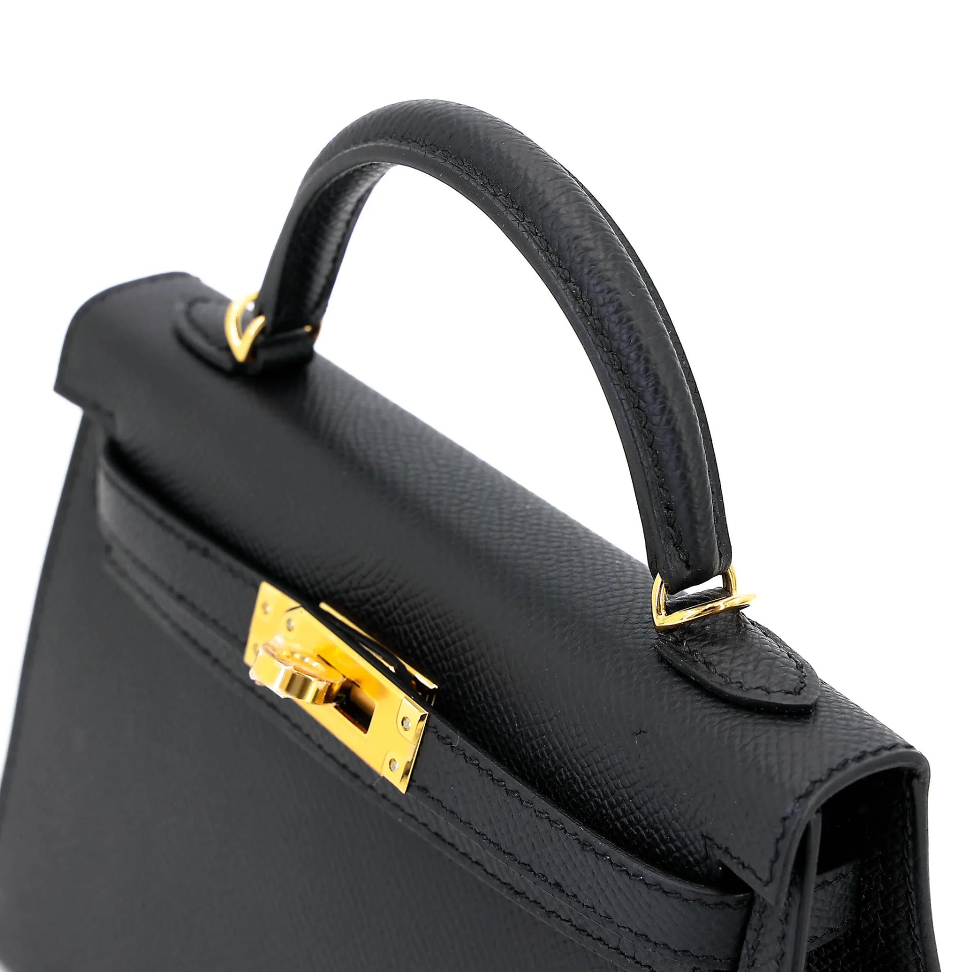 Brand New ( Rank N ) HERMÈS Mini Kelly II Noir (89) Epsom Gold hardware K (2025) - 3