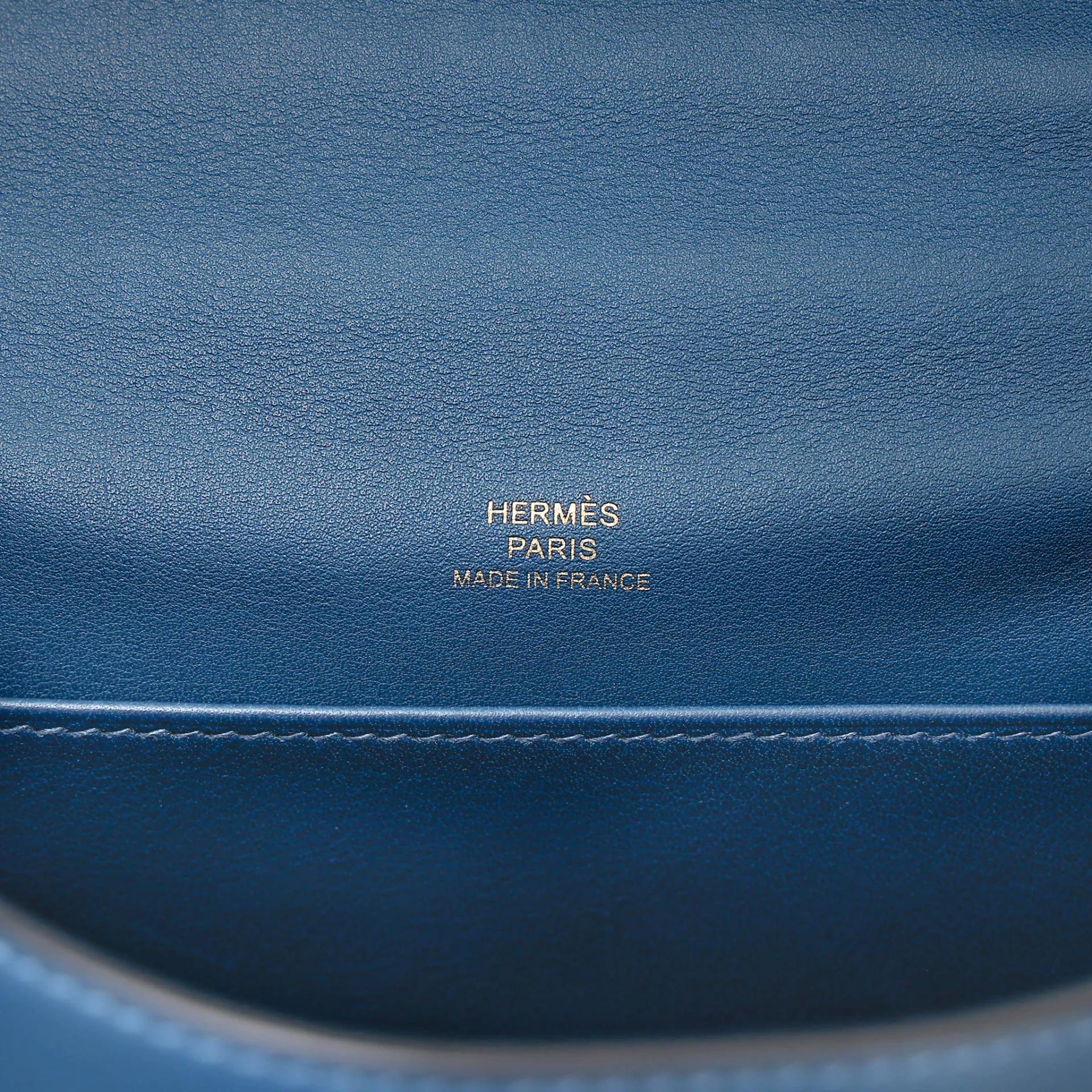 Excellent ( Rank SA ) HERMÈS Kelly Pochette Deep Blue (S4) Swift Gold hardware Y (2020) - 16