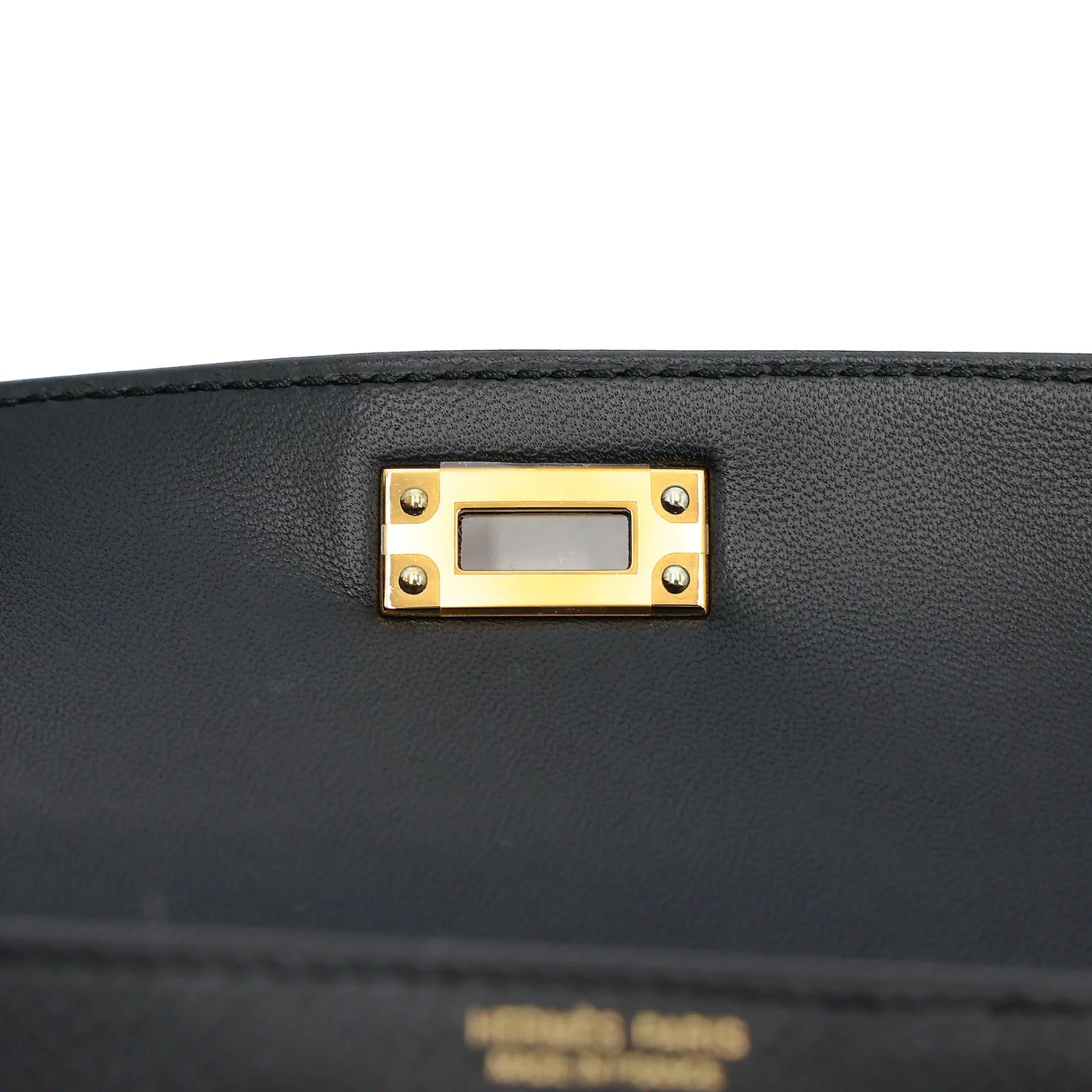 Brand New ( Rank N ) HERMÈS Mini Kelly II Noir (89) Epsom Gold hardware K (2025) - 11