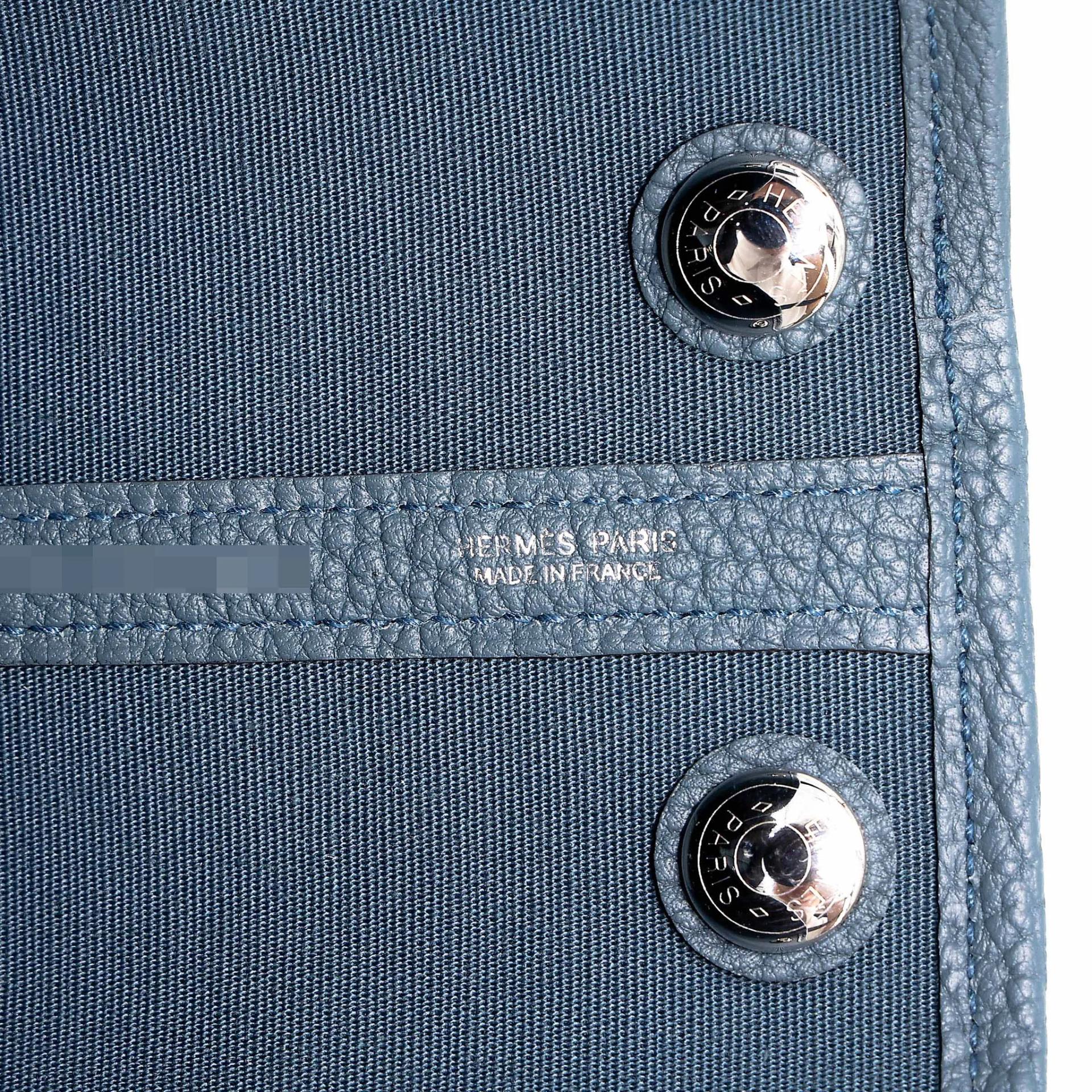 Brand New ( Rank N ) HERMÈS Neo Garden Party 23 Bleu Tempete (N7) Toile Officier canvas Negonda Palladium hardware G (2026) - 12