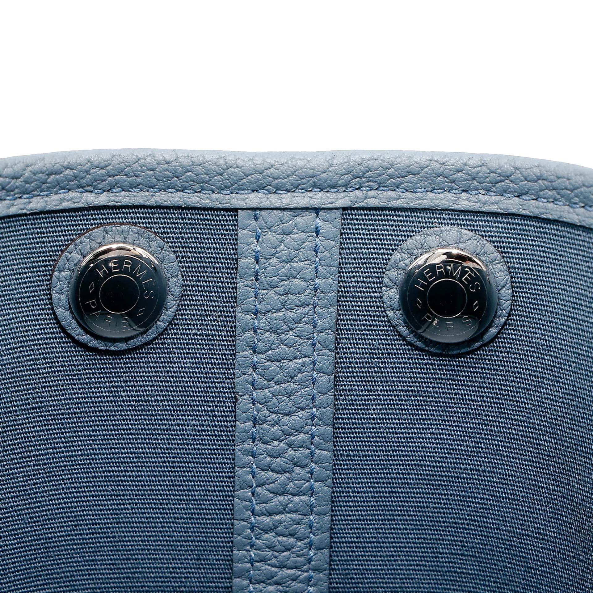 Brand New ( Rank N ) HERMÈS Neo Garden Party 23 Bleu Tempete (N7) Toile Officier canvas Negonda Palladium hardware G (2026) - 11