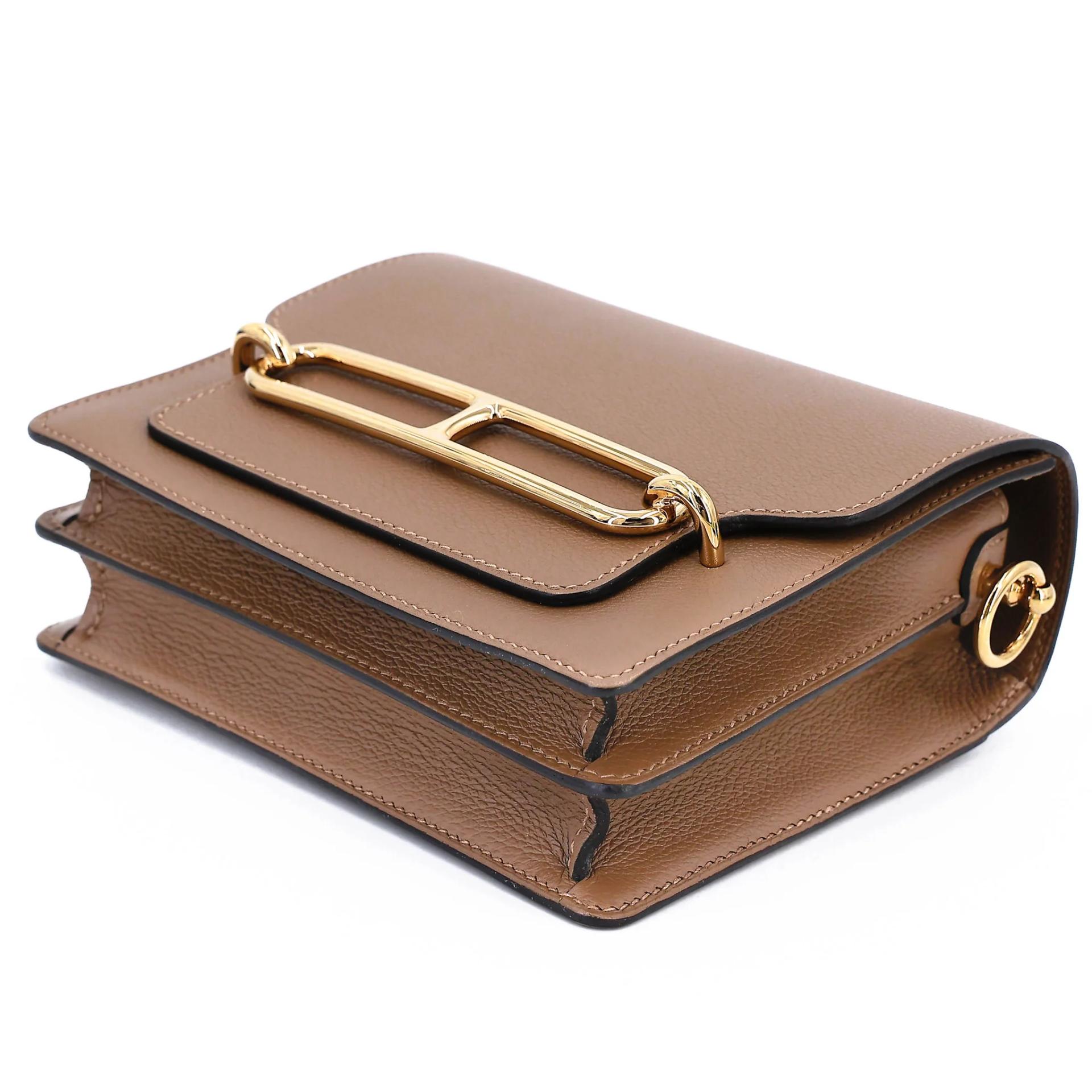 Very Good ( Rank A) HERMÈS Roulis Mini Beige de Weimar (D0) Evercolor Permabrass hardware Z (2021) - 5